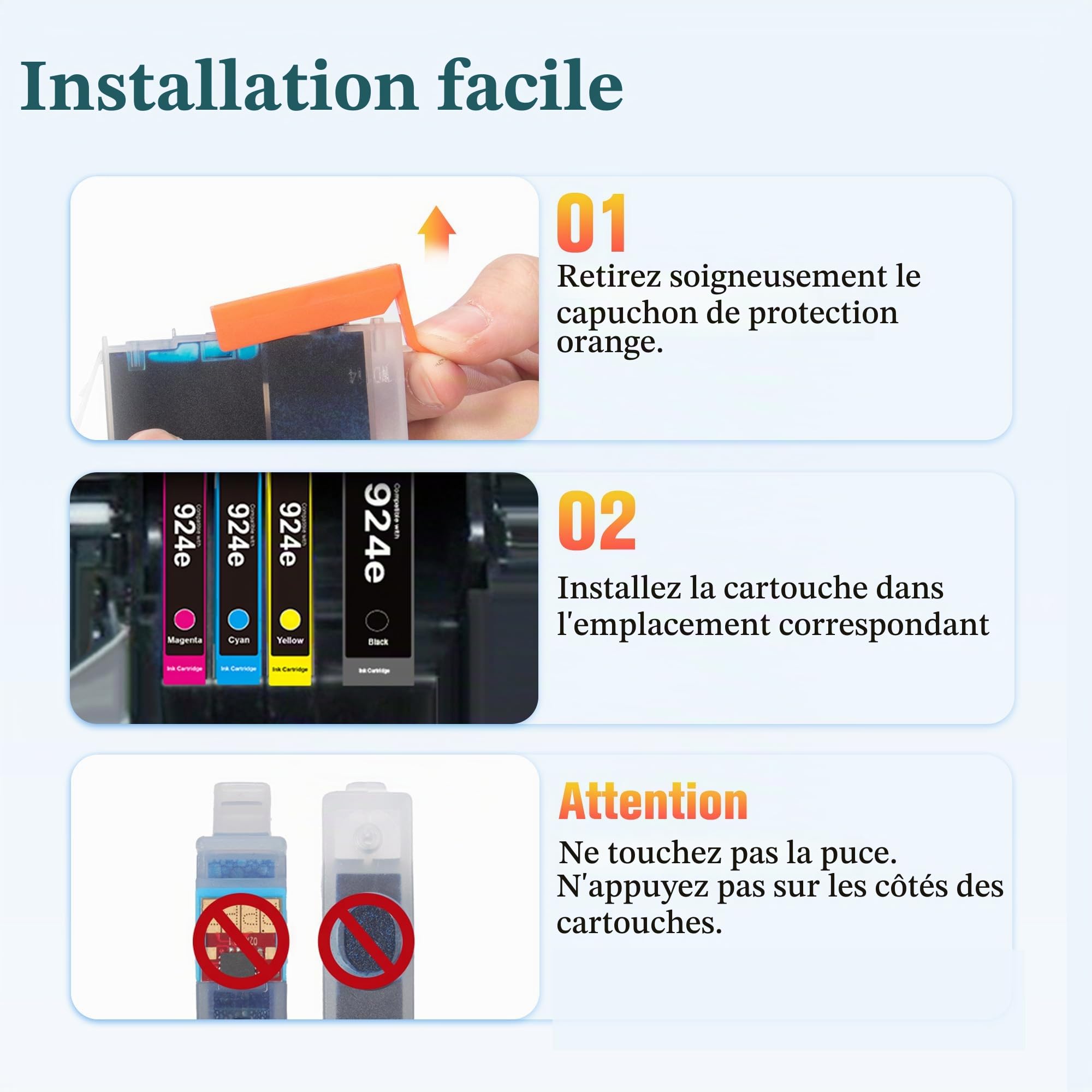 LxTek 924e Cartouches d'encre pour HP 924 924e pour HP 8122e 8132