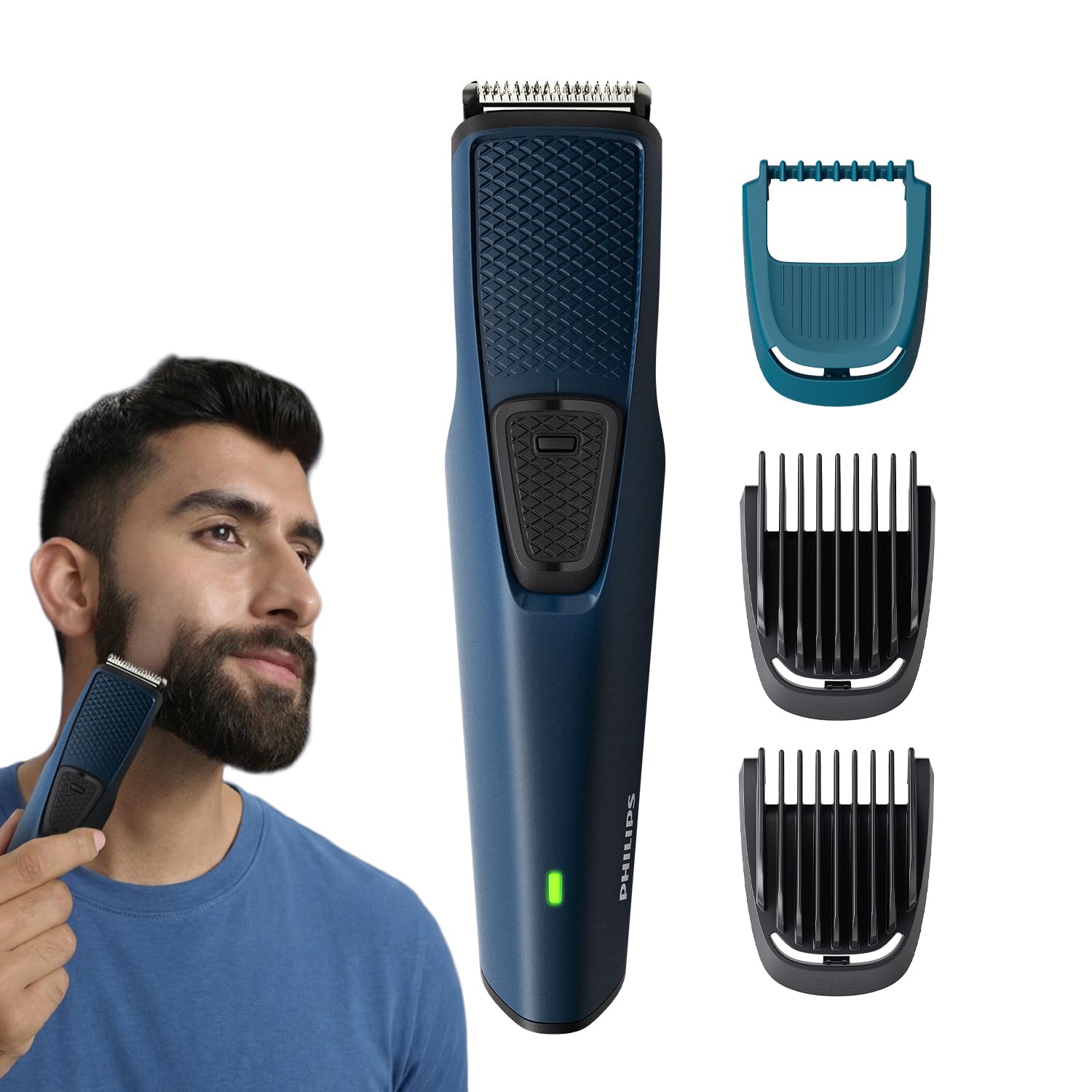 Battery Powered SkinProtect Beard Trimmer for Men - Lasts 4x Longer, DuraPower Technology, Cordless Rechargeable with USB Charging, Charging Indicator, Travel Lock, No Oil Needed BT1232/18