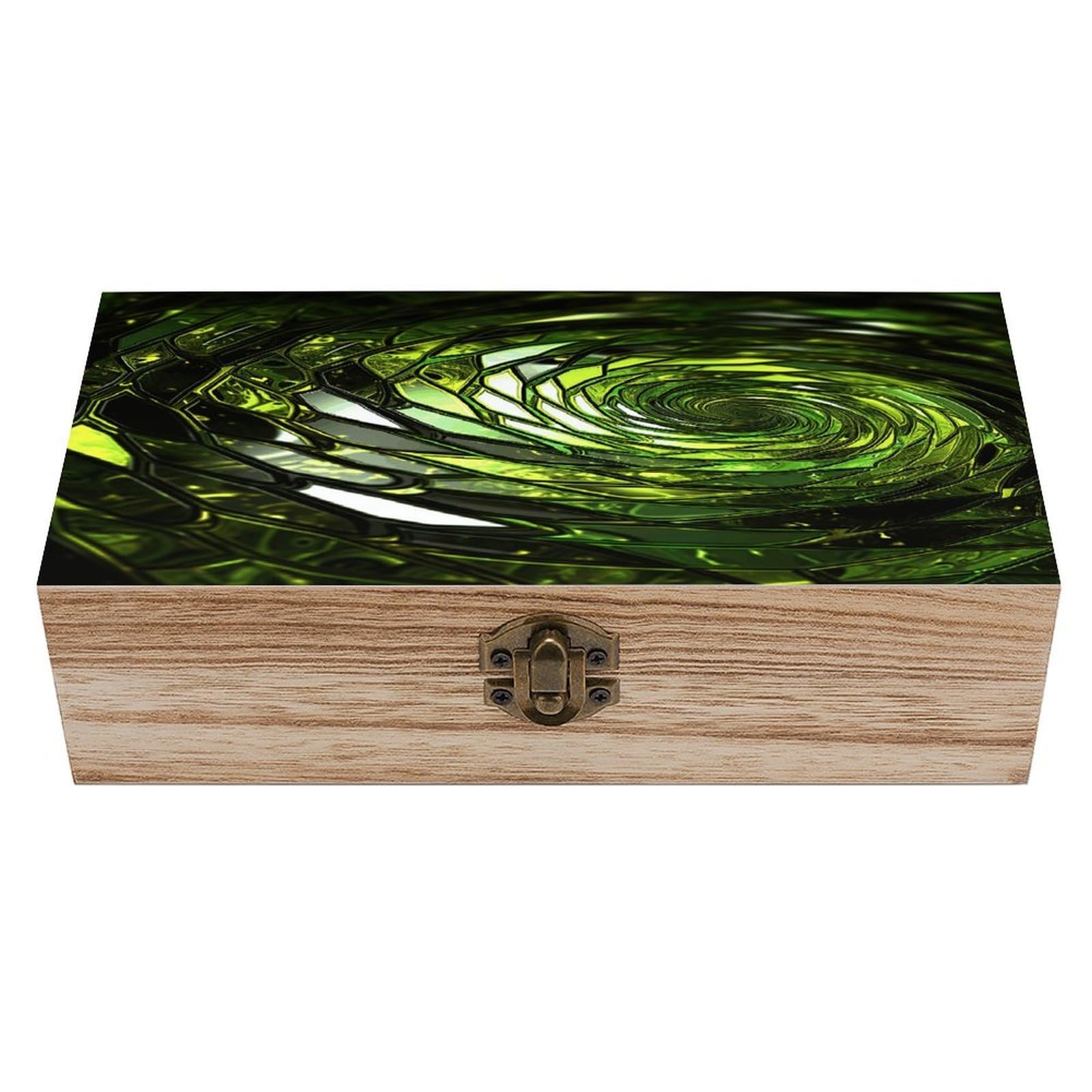 VstaDank Abstract Green Snake Wooden Storage Box Wooden Keepsake Box with A Hinged Lid Fashion Memory Treasure Boxes Decorative Jewelry Case for Crafts Photo Home Decor Wood Gift Box