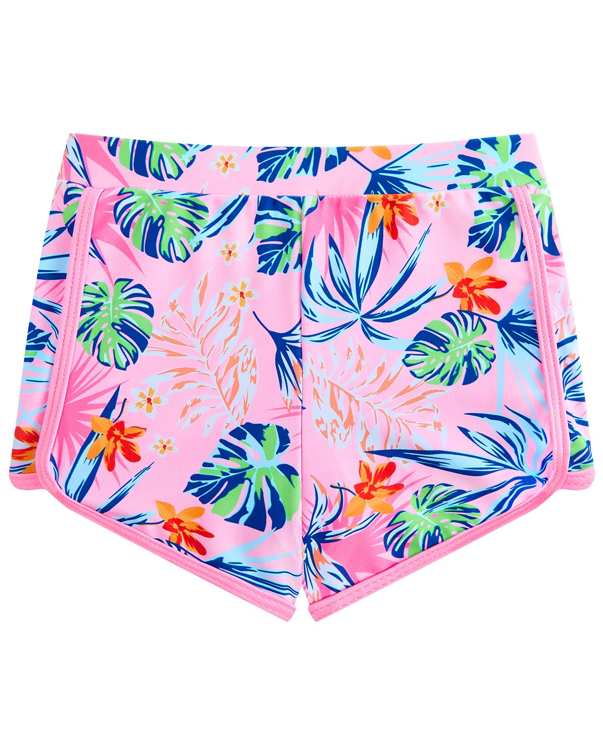 WYTbaby Traje de baño de una pieza sin mangas con pantalones cortos con estampado tropical para niñas de 7 a 14 años