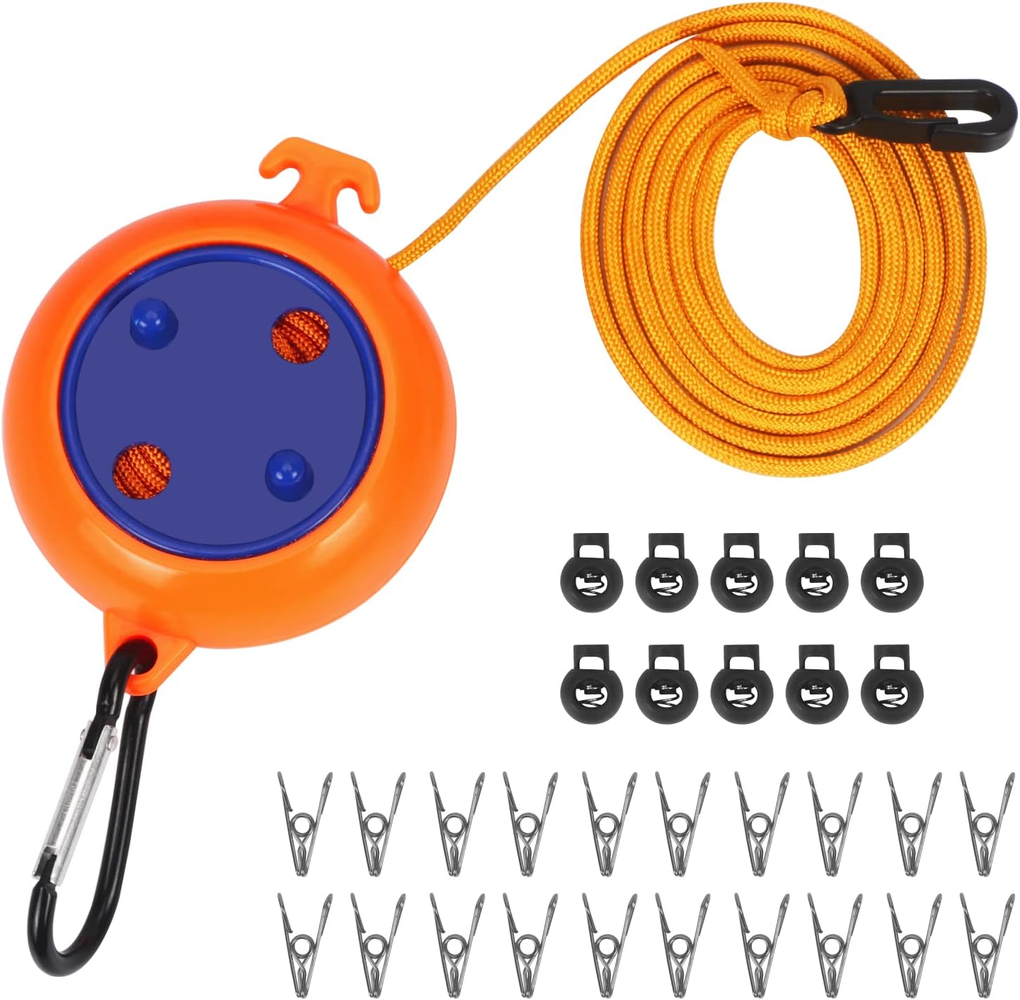 Muranana Clothesline Cord with Clips, Elastic Adjustable