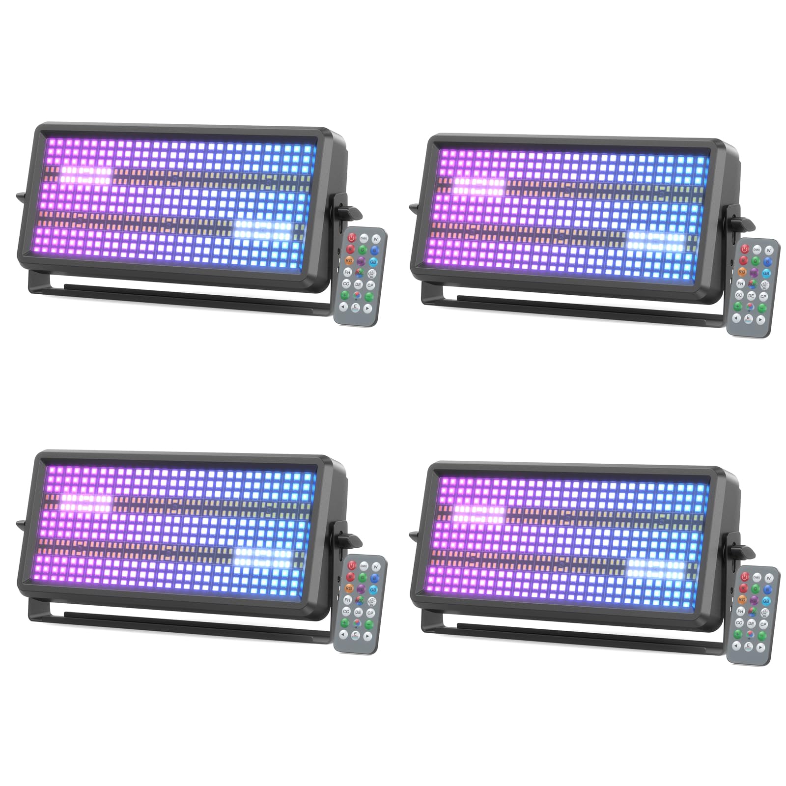 4PCS 120W LED Wallwasher Strobo Luce da Palco,Proiettore LED RGBW 4in1 Luci Discoteca con Telecomando,LED Stroboscopio Effetto Faretto Barra Luminosa per DJ Bar,Disco,Natale,Halloween,Feste,Matrimoni