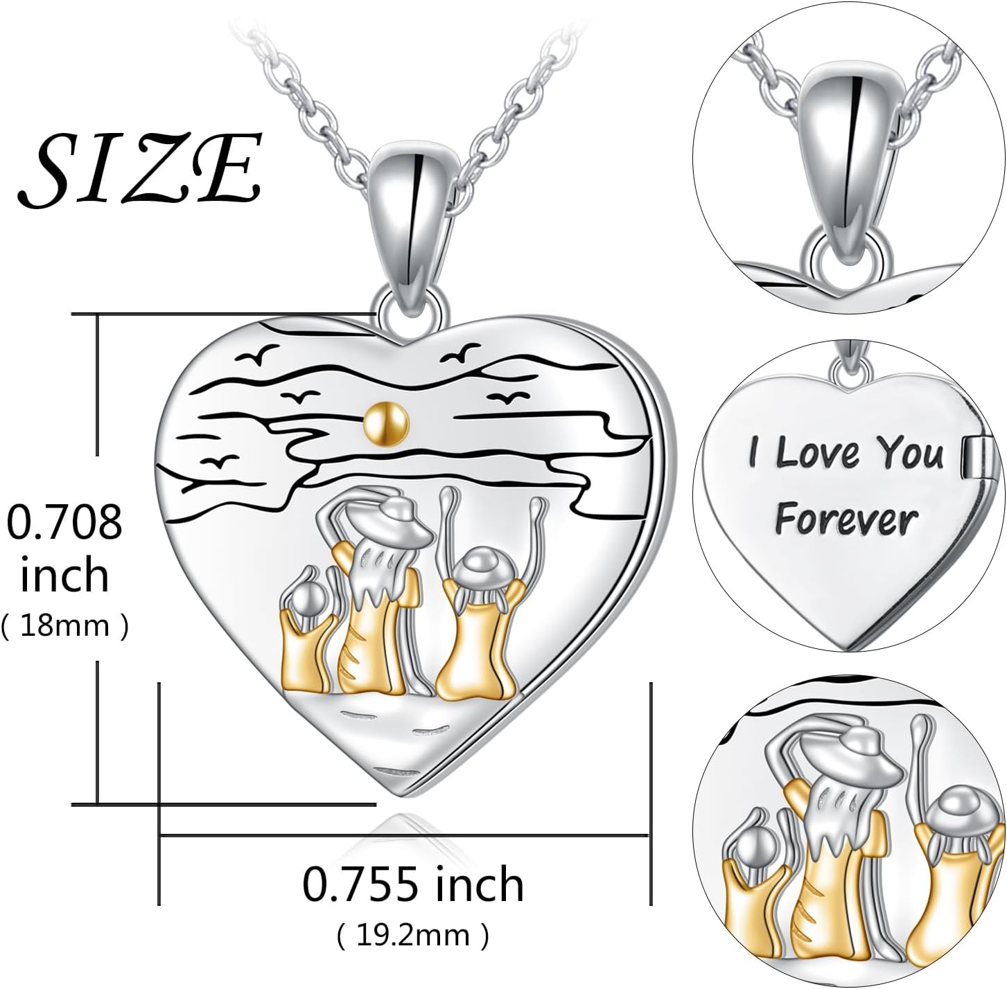 Mother Daughter Sisters Photo Necklaces 925 Sterling Silver Picture Necklace Keep Someone Near to You Heart Shaped Locket That Holds Pictures Memory Jewelry for Mom Daughter Son Sisters - Image 4