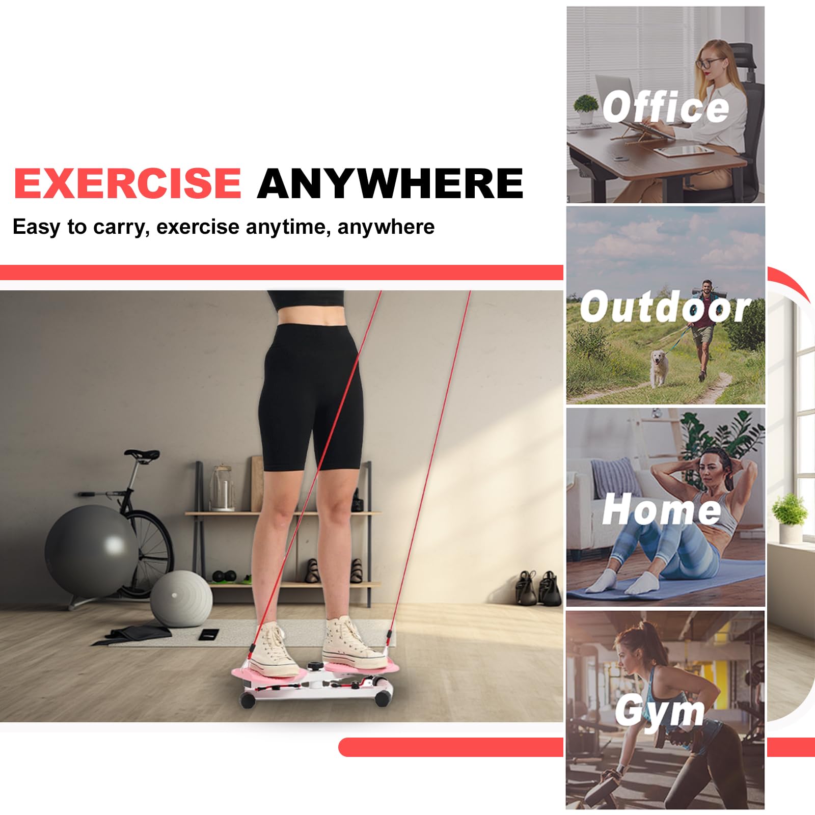 Talia Twister Board Twist Workout Machine - masaż refleksologiczny 3D, cichy 20 dB, regulowana lina napinająca, 150 kg ABS/stal węglowa, przenośna 3,5 kg, bez montażu
