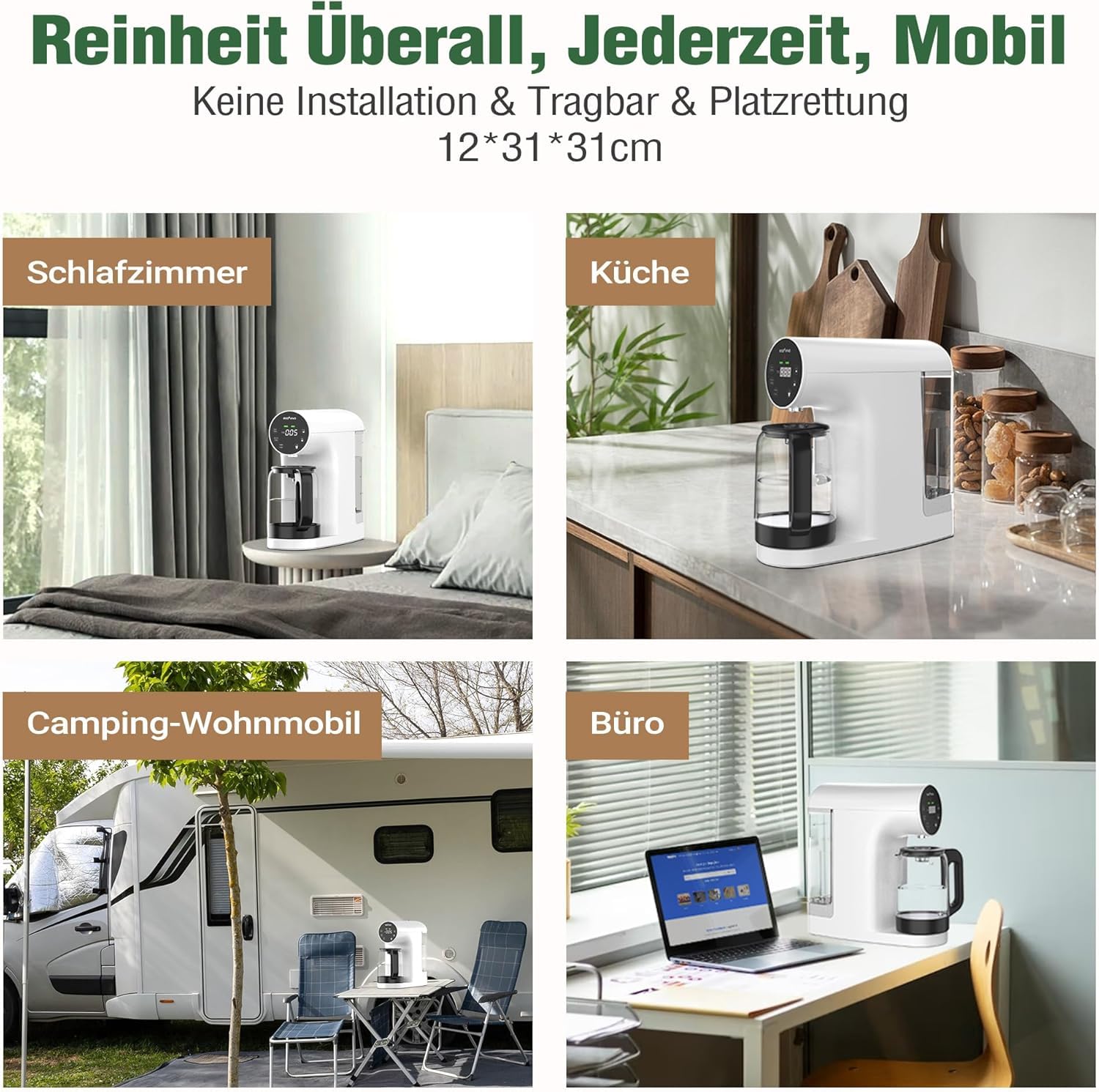 Ecoviva Auftisch Osmoseanlage 5-stufige Filtration Echtzeit-TDS-Monitor 3:1 Rein zu Abfluss WP-RO-200G Weiß