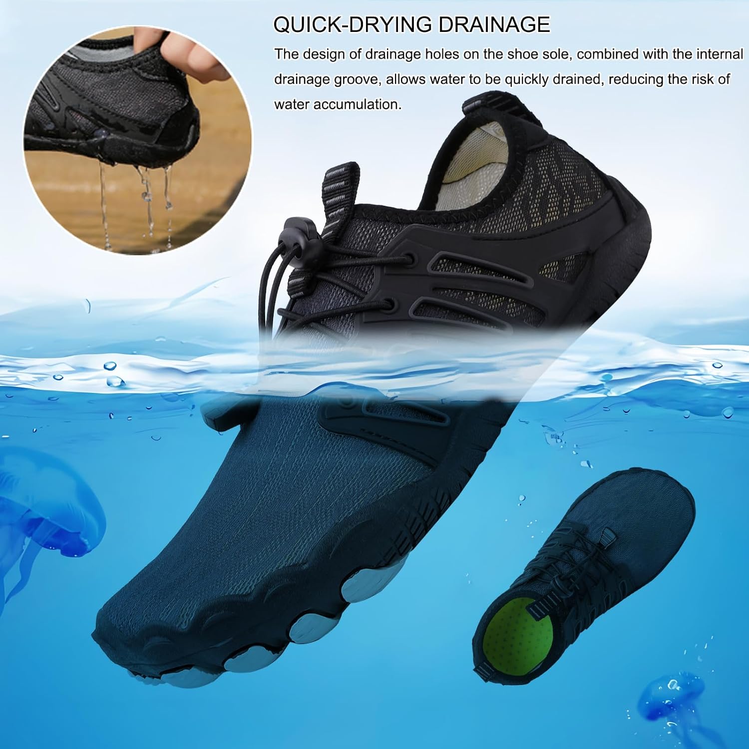 Hike Barefoot Shoes for Womens Men,Quick Dry Water Shoes,Beach Pool Aqua Swim Surf Hiking Walking Shoe,Non-Slip Athletic Footwear Wide Toe Water Shoe - Image 5