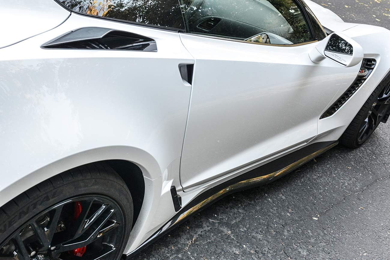 Replacement for 2014-2019 Chevrolet Corvette C7 | Z06 Z07 Style ABS Plastic Primer Black Side Skirts Rocker Panels Extension Pair