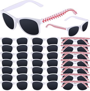 CHUNNIN 16 Pack Baseball Sunglasses Red White Sunglasses Bulk for Baseball Party Favors Sports Plastic Glasses for Team Kids Gifts Birthday Goodie Bags Stuffers Sports Theme Party Supplies Favors