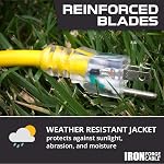 Iron Forge Cable Outdoor Extension Cord 50 Ft - 10 Gauge Heavy Duty Extension Cord, 15 AMP, 10/3 Yellow Power Cable SJTW Weatherproof with 3 Prong Lighted End - 125 V 1875 Watt