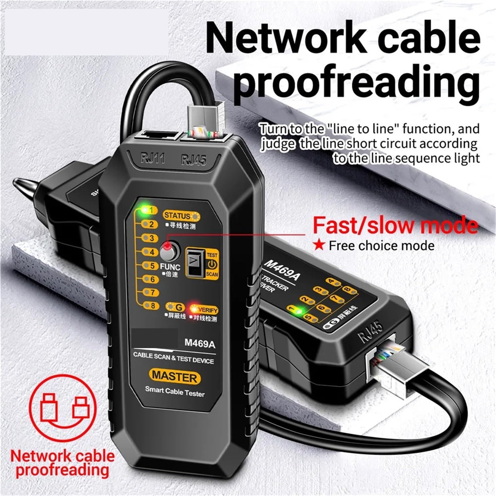 Netzwerk-Tester, Netzwerkkabel-Analysator M469A RJ45 RJ11 Telefonkabel-Tracker Empfänger Leitungssucher Tester Reparatur Elektrowerkzeuge