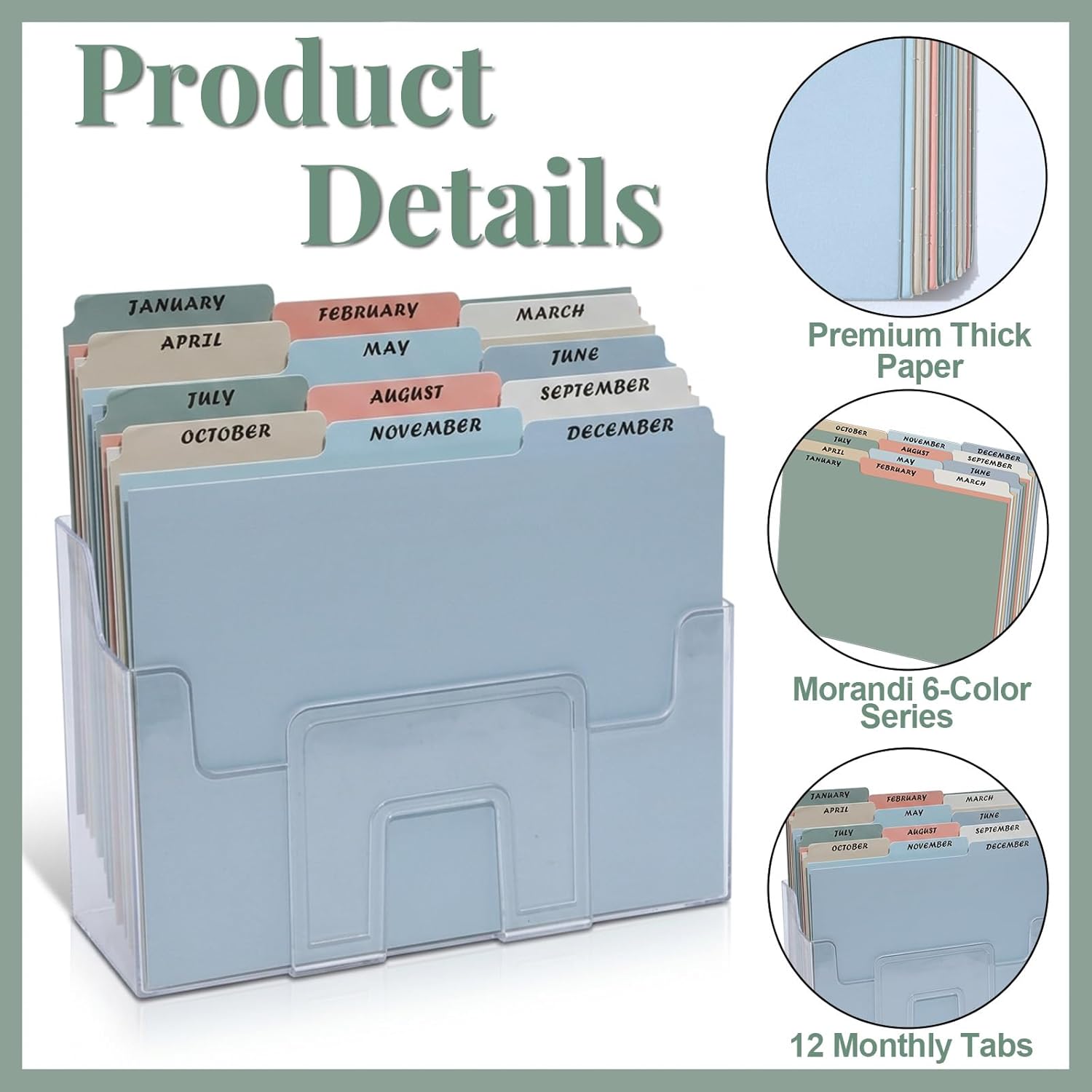 gisgfim 12 Top‑Tab Monthly File Guides, Jan‑Dec Dividers, Morandi image 3