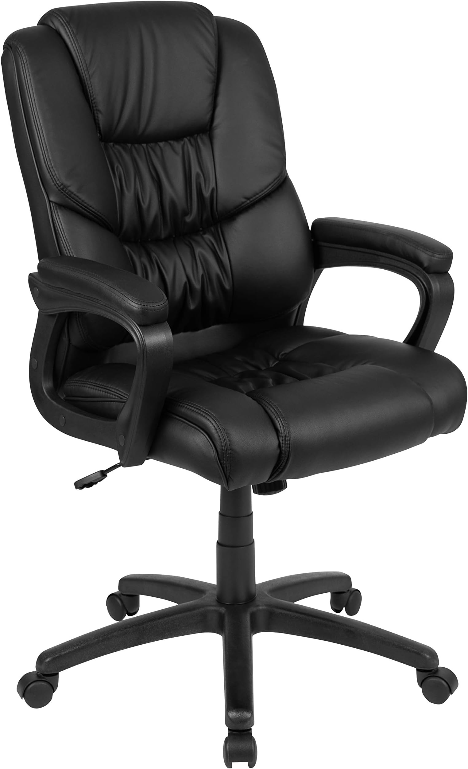 Fundamentals Big & Tall Swivel LeatherSoft Office and Gaming Chair, Ergonomic Office Chair with Padded Armrests and Adjustable Height, Black
