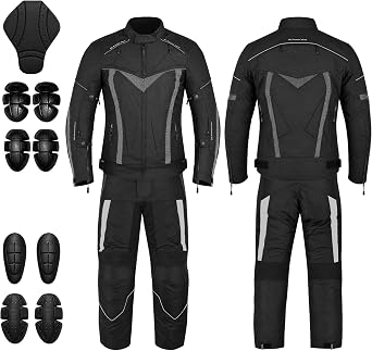Mens Motorbike Suit Waterproof Cordura Jacket with Trouser Motorcycle, Biker Protection CE Approved