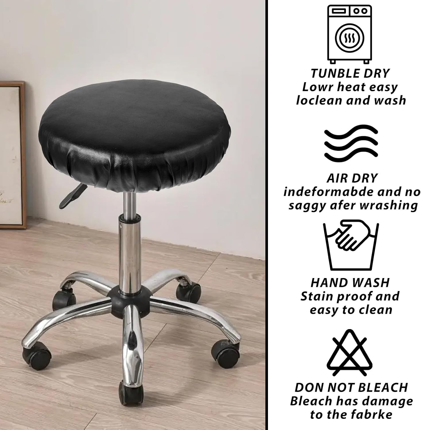 Bar Stool Covers Round 2 Pcs Seat Covers Cushion Slipcovers, Black