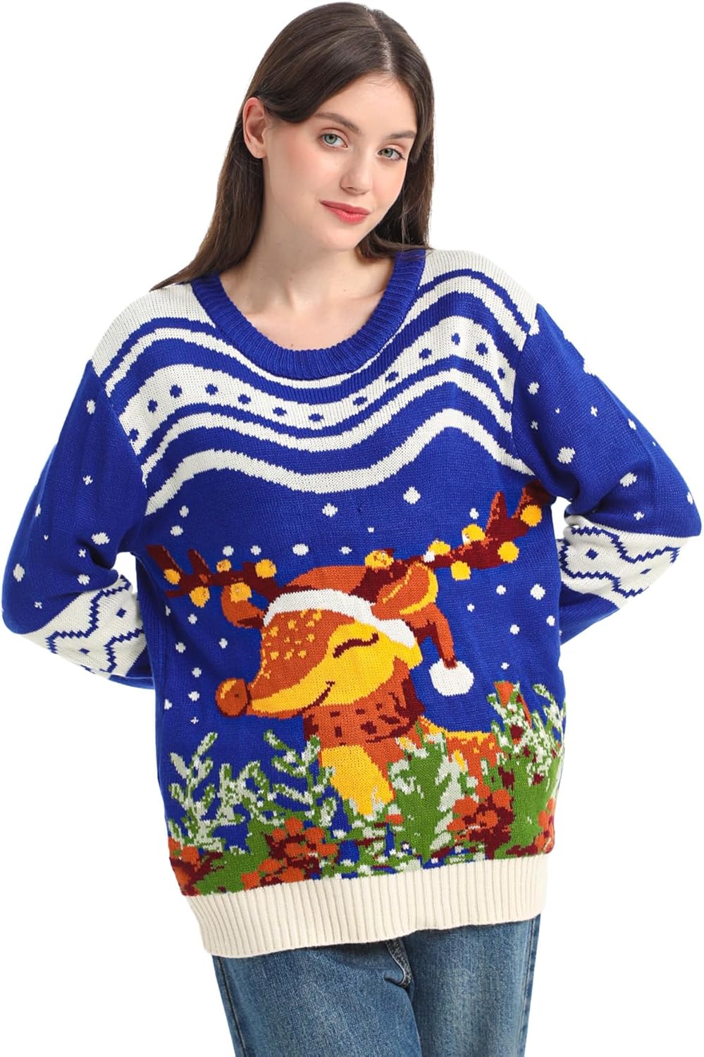 MGparty Ugly Christmas Sweater for Women 2025 Christmas Cute Light Up Sweaters Holiday Party Novelty Funny Pullover - Image 2