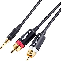 Vista 8 de Yaxa Basics Adaptador de 3.5 Aux a 2 x RCA, Cable de Audio para Amplificadores, Altavoces Activos con Conectores Chapados en Oro, 8 Pies/2.4 m