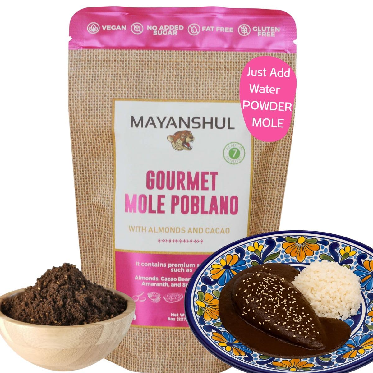 Mayanshul Mole Sauce – Gourmet Mole Poblano, Mole Negro | Authentic Mexican Recipe – No Seed Oil, No Added Sugar, Gluten Free, Zero Heartburn | Vegan, Keto, Low Carb, Low Sodium | 8 oz
