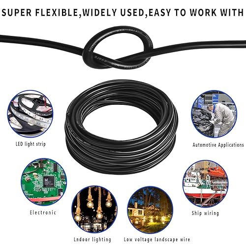 Miniatura 7 de Cable eléctrico de calibre 12, 2 conductores, 100 pies, 12 AWG, cable eléctrico trenzado de PVC sin oxígeno para tiras de iluminación de lámparas
