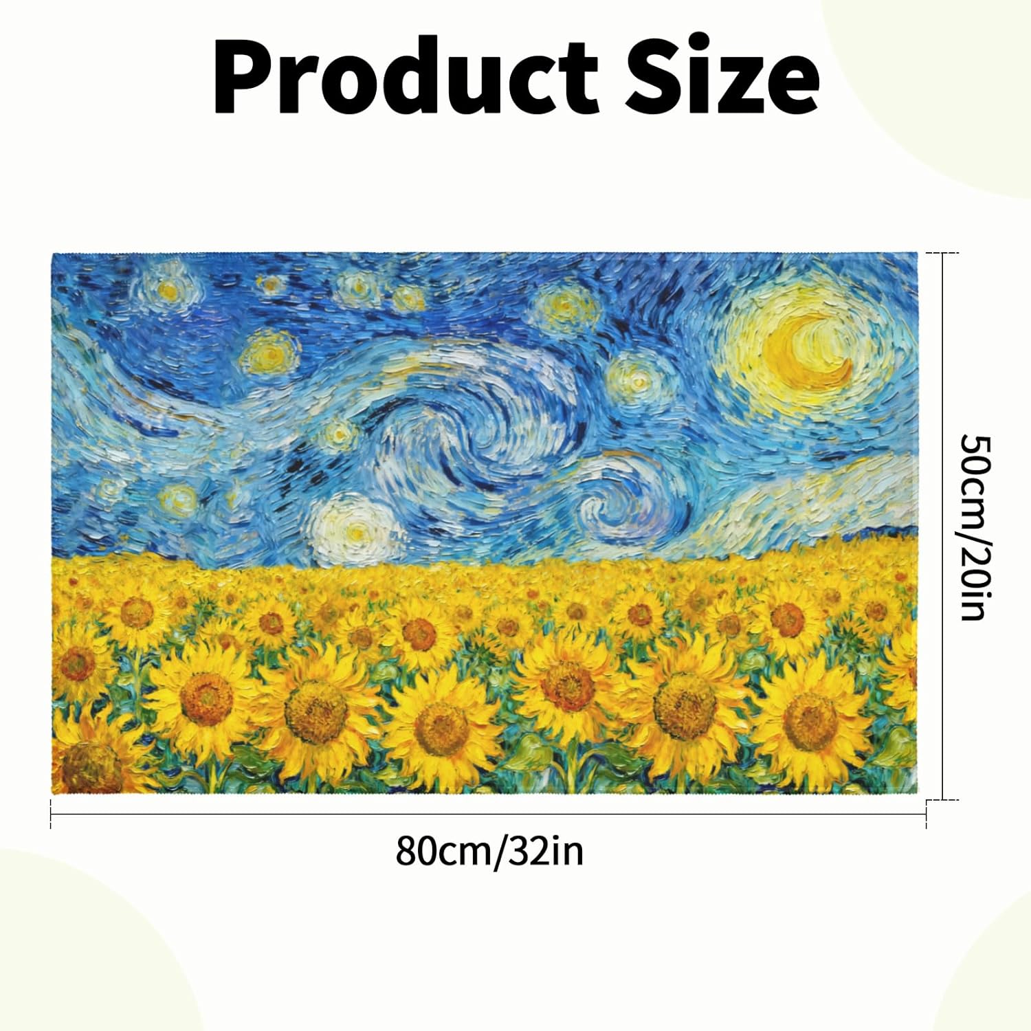 Van Gogh Starry Night Bath Rug Sunflower Bath Mat Oil Painting Art Doormat Non Slip Absorbent Bathroom Carpet 20x32 Inch for Bathroom Entryway Living Room