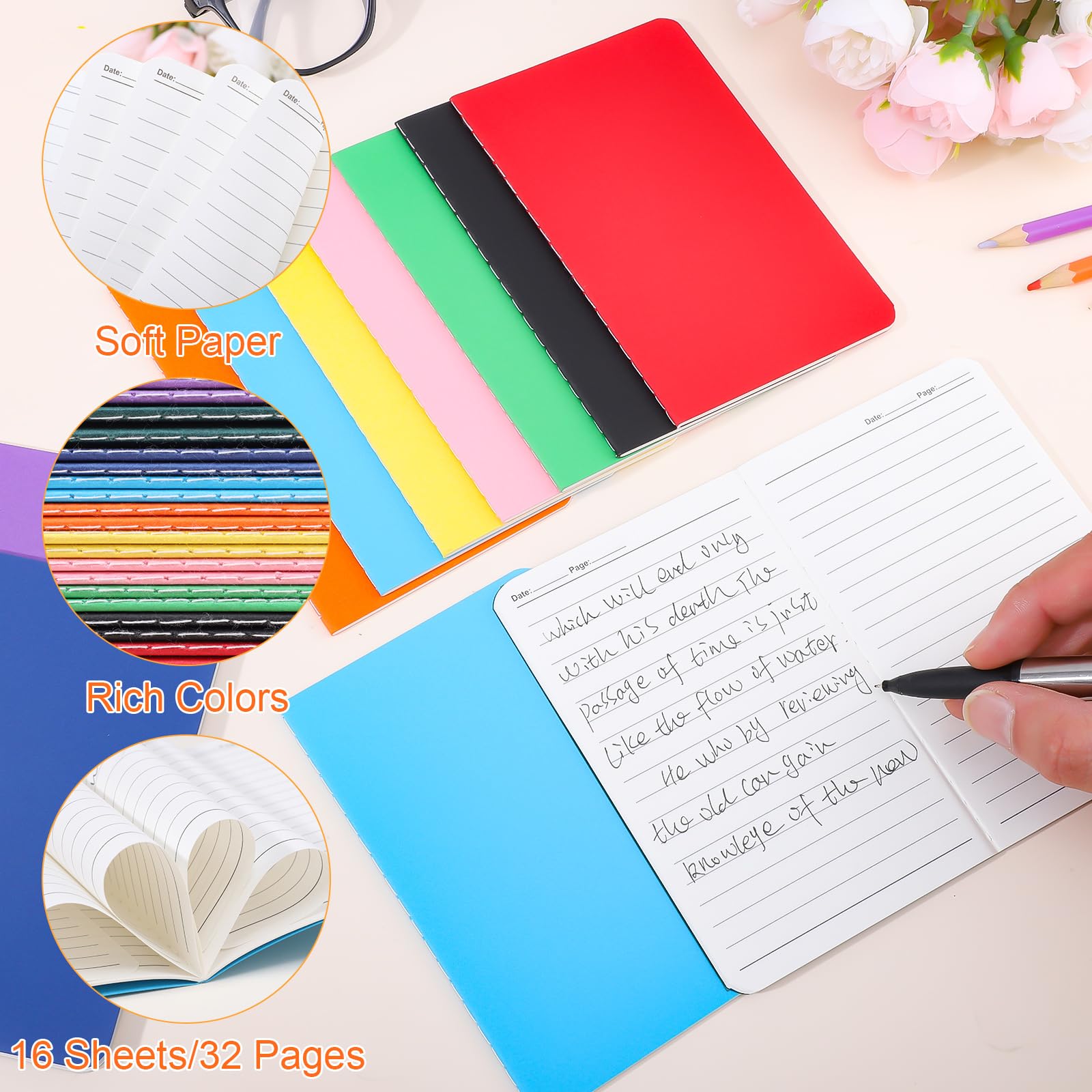 Yoosso Lot de 20 petits blocs-notes, 9 x 14 cm, 10 couleurs, format A6 Yoosso Lot de 20 petits blocs-notes, 9 x 14 cm, 10 couleurs, format A6