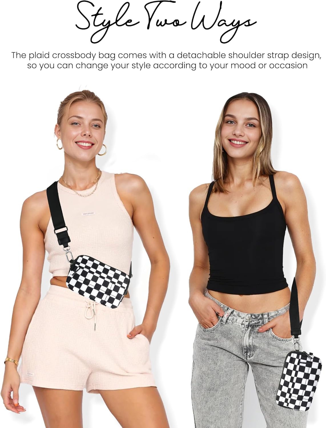 Small Crossbody Bags for Women Nylon Quilted Wristlet RFID Wallets with 4 Zipper Carry All Purse Credit Card Holder - Image 2