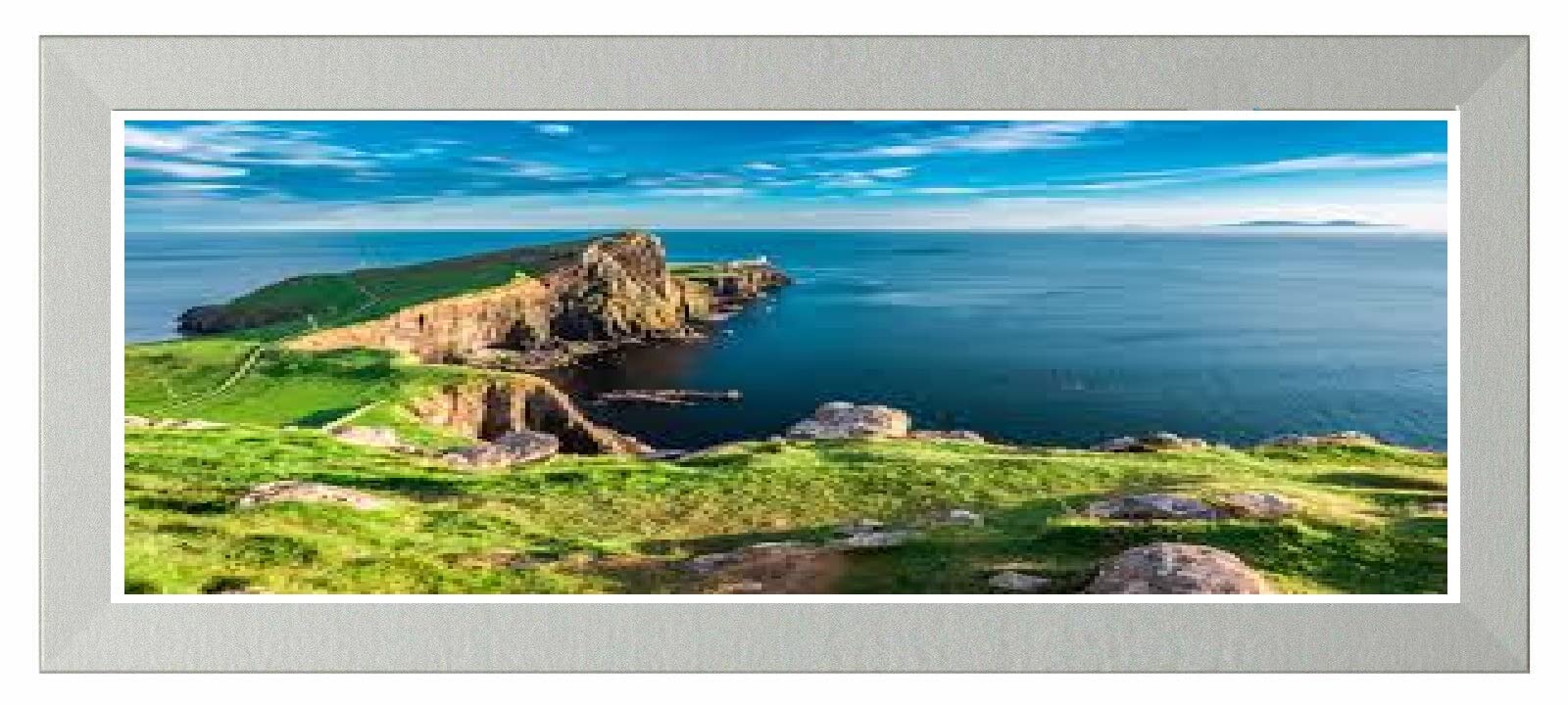 Flat Photo Frames Panoramic Picture Framers Real Wood Poster Frames Silver 35cm x 90cm Acrylic Glass Wall Decoration Frames
