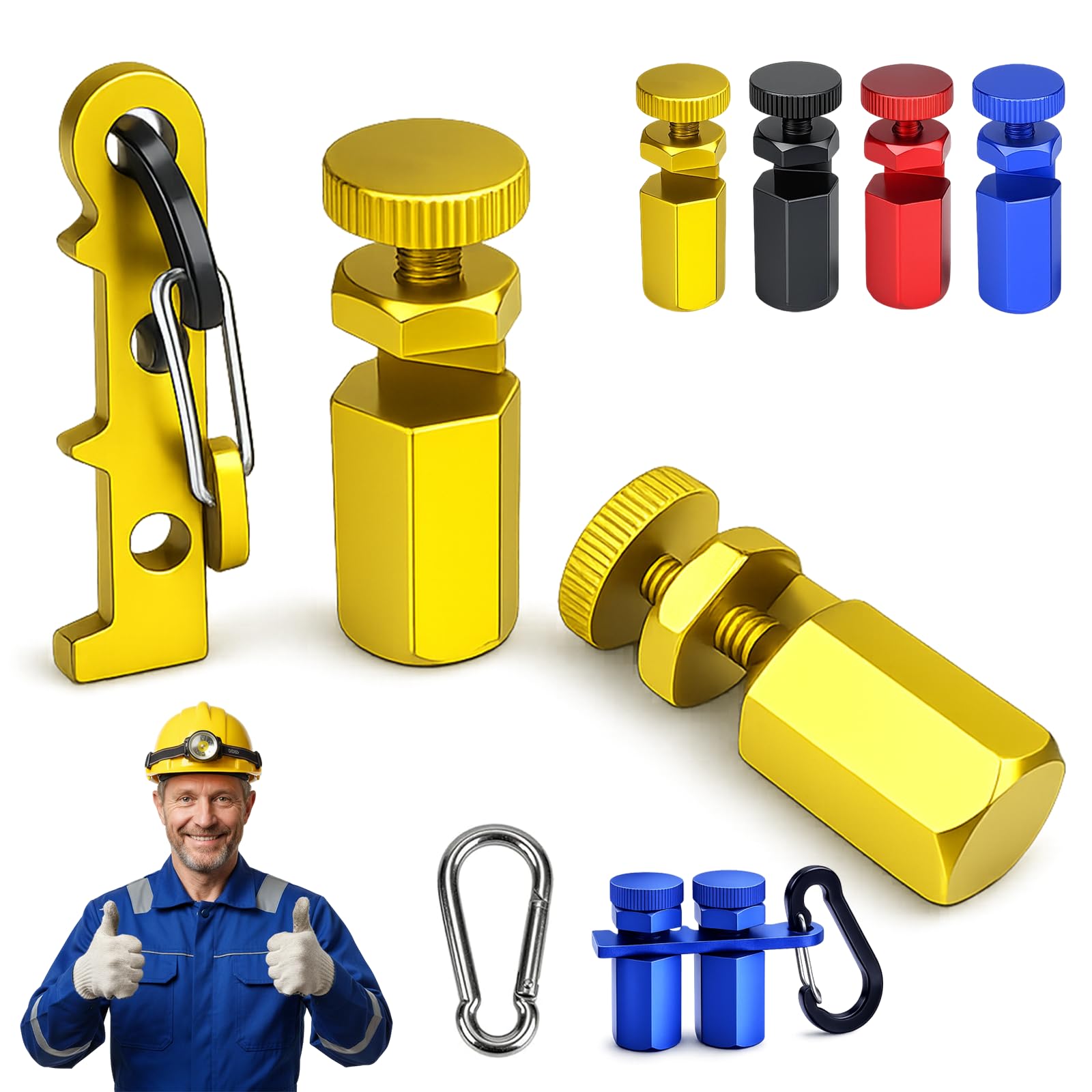 2 Pcs Tall Stair Gauges for Framing Square, Aluminum Alloy Hexagonal Stair Stringer Layout Jig with Holder & Hook, Circular Saw Guide Attachment for Rafter Layout, Carpentry Tools (Yellow)