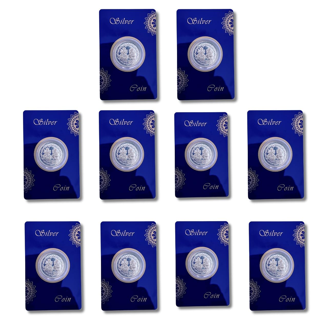 Silver Plated Gift Coins Set, Coin Display Cards, Collector's Edition, 10 Pack