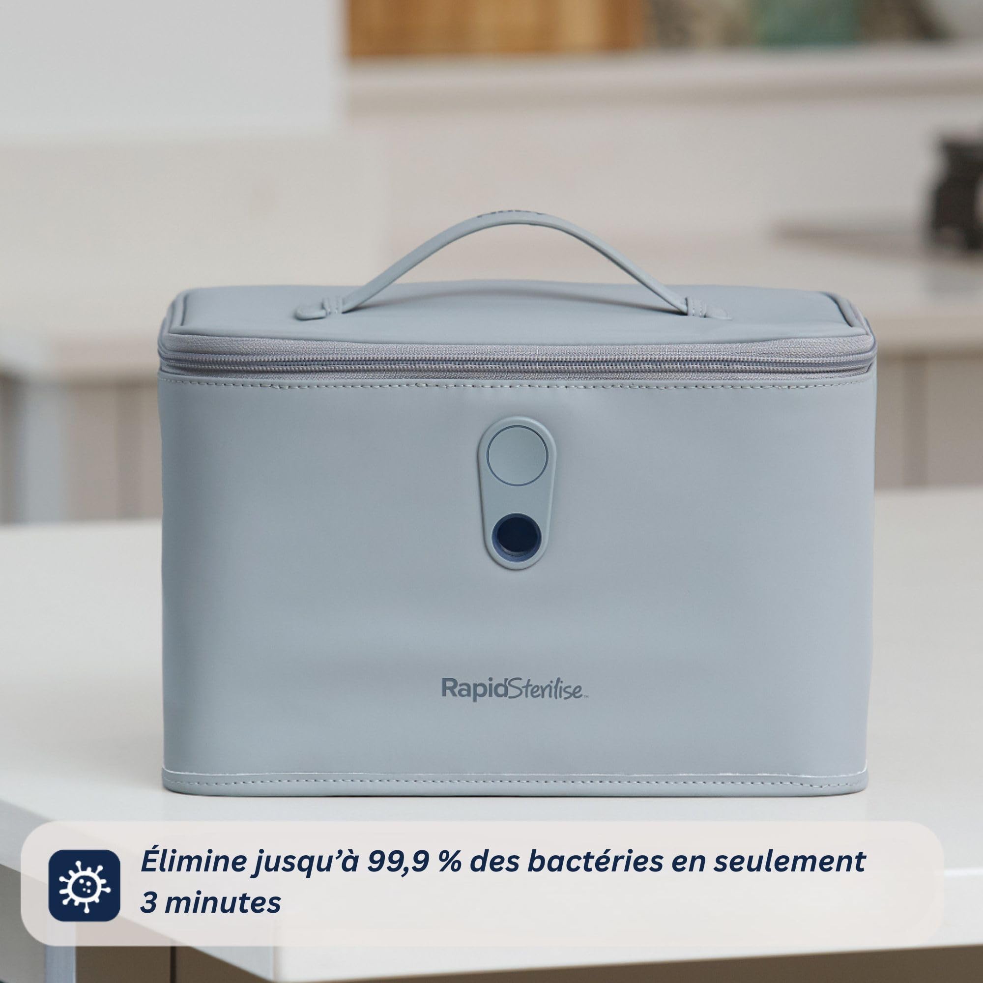 Nuby Stérilisateur de Table UV pour Biberons, Stérilisation en 3 Minutes | Stérilise en 3 minutes, élimine 99,9 % des bactéries, compatible avec biberons & accessoires, idéal maison & en déplacement