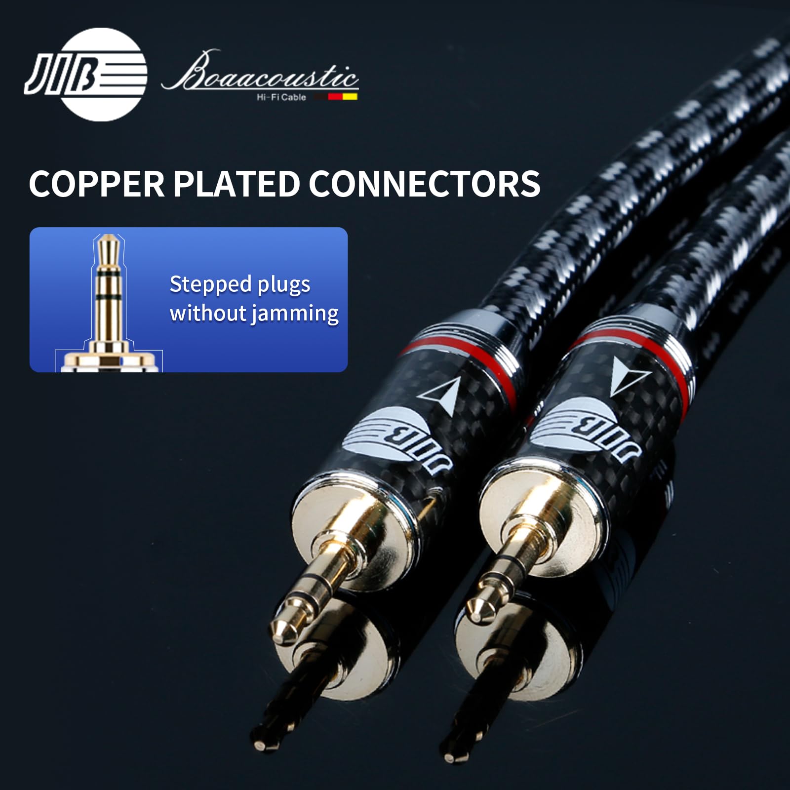 BOAACOUSTIC JIB Câble mini Jack Audio HI-END Audiophile hifi Cable Auxiliaire 3.5mm Mâle vers Mâle Câbles Stéréo Jack 3.5mm pour Casque, Voiture, Smartphones, Lecteur MP3 etc, 2M