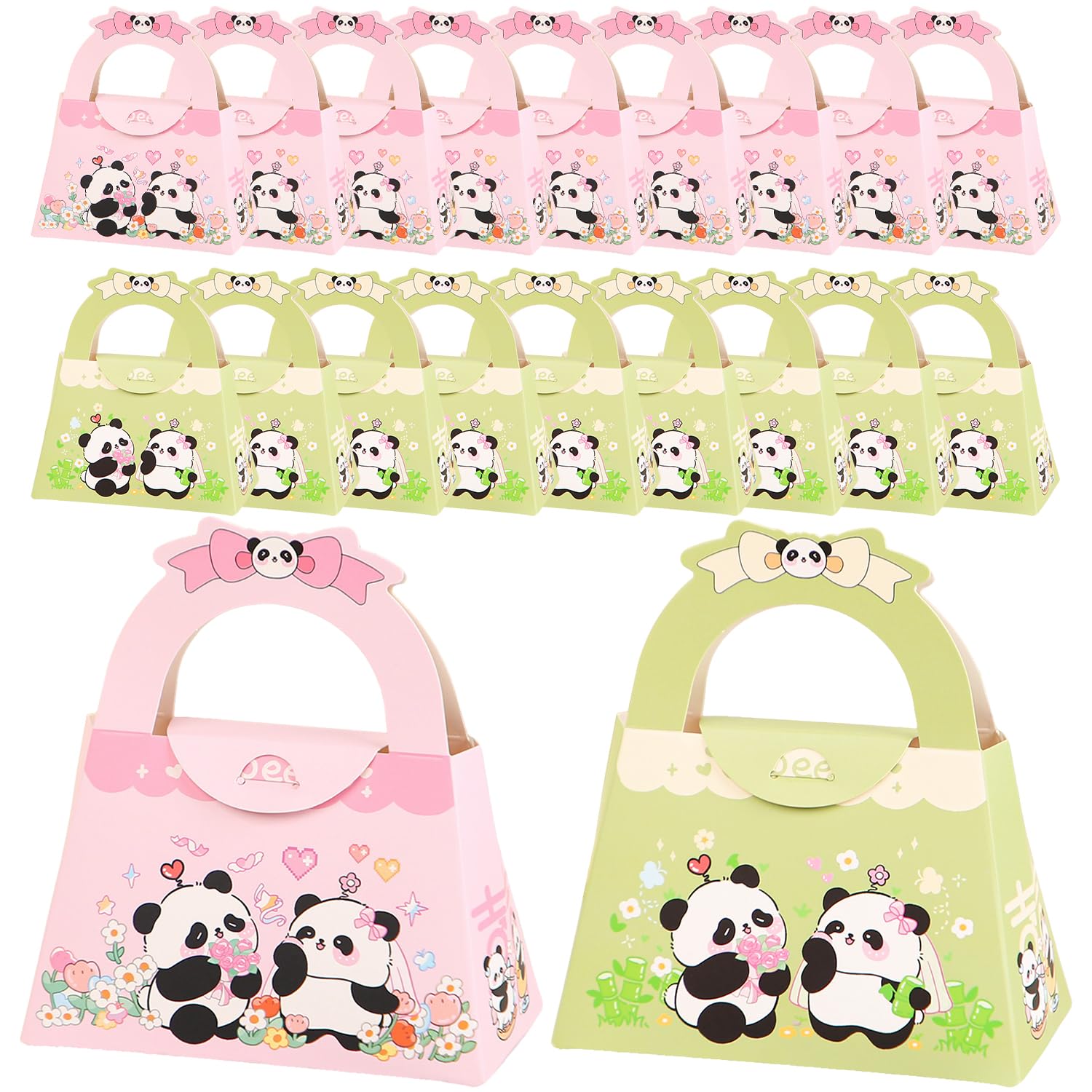 Panda Party Bags, Panda Sweets Gift Party Bags, Hand-held Panda Party Gift Boxes, Biscuit Goodie Candy Cookies Treat xmas Gift Bags for Birthday Baby Shower
