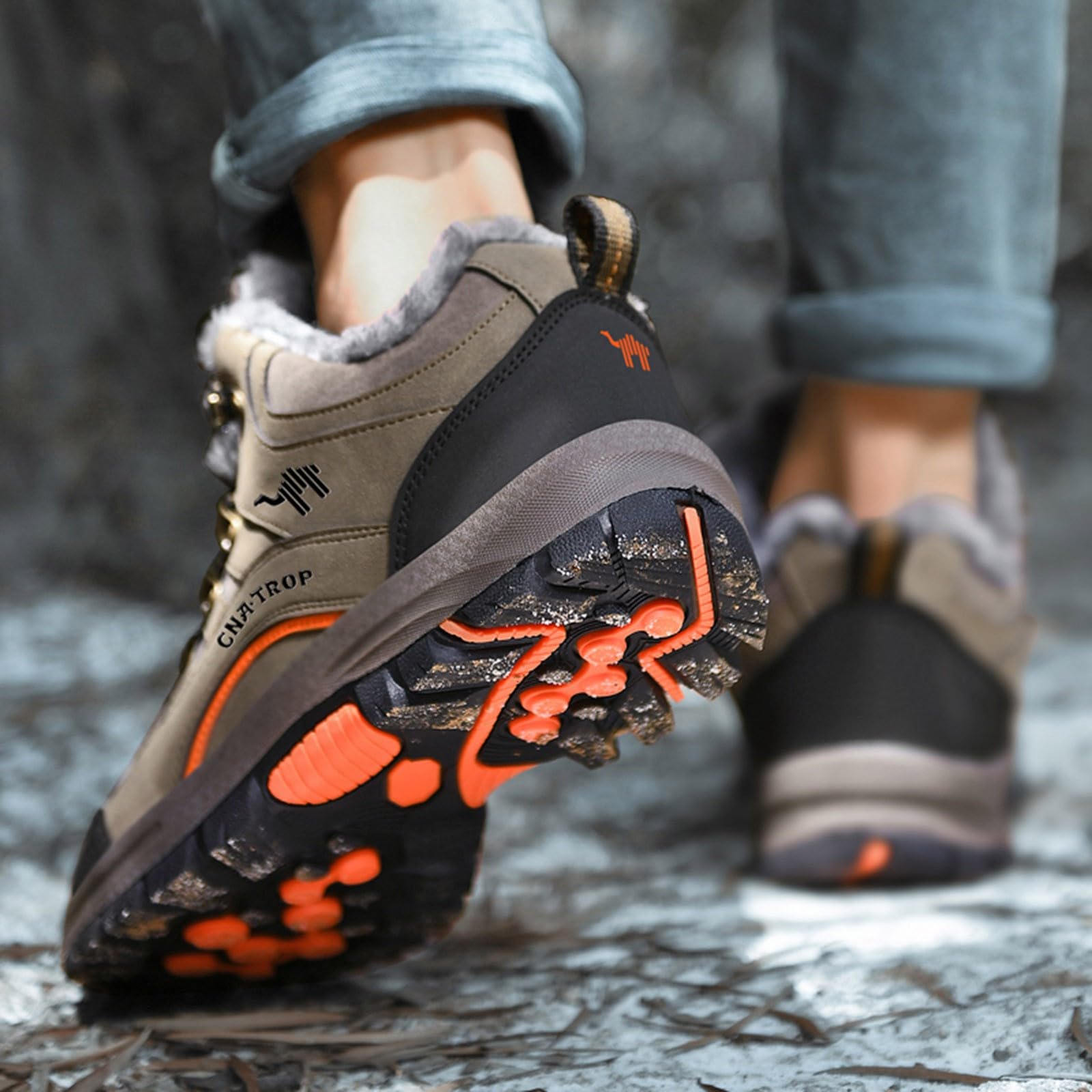 Herren Sport Schuhe - Herren Winter Freizeitschuhe Sportive Schnürstiefel Warme Baumwollgefütterte Outdoor-Aktivitäten