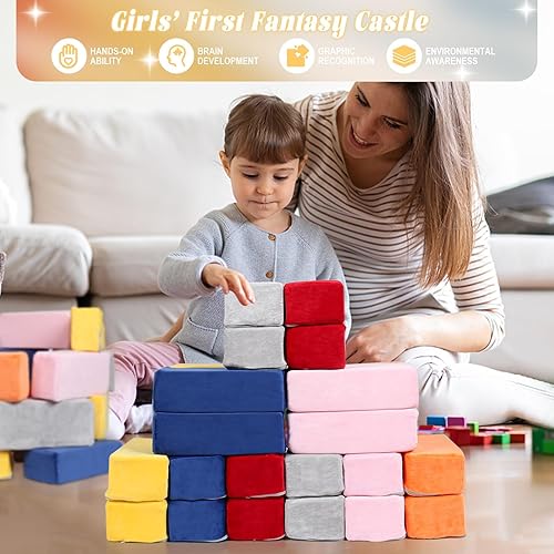Miniatura 7 de Bloques de construcción de espuma para niños, paquete de 24 bloques de espuma suave para niños pequeños, juego de juguetes de bloques de Paquete