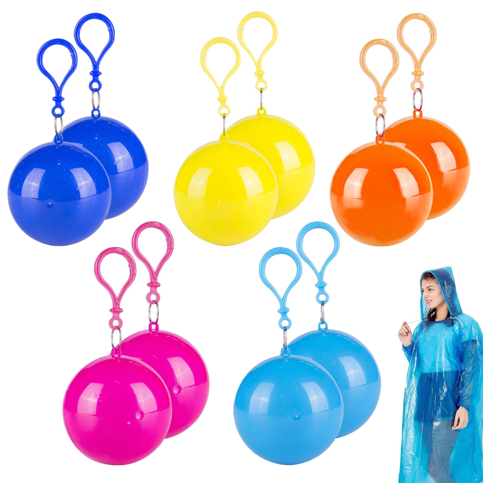 Lot De 8 Ponchos Jetables Imperméables Multicolores - Taille Unique Adulte - Pour Festivals, Camping, Voyages - 10