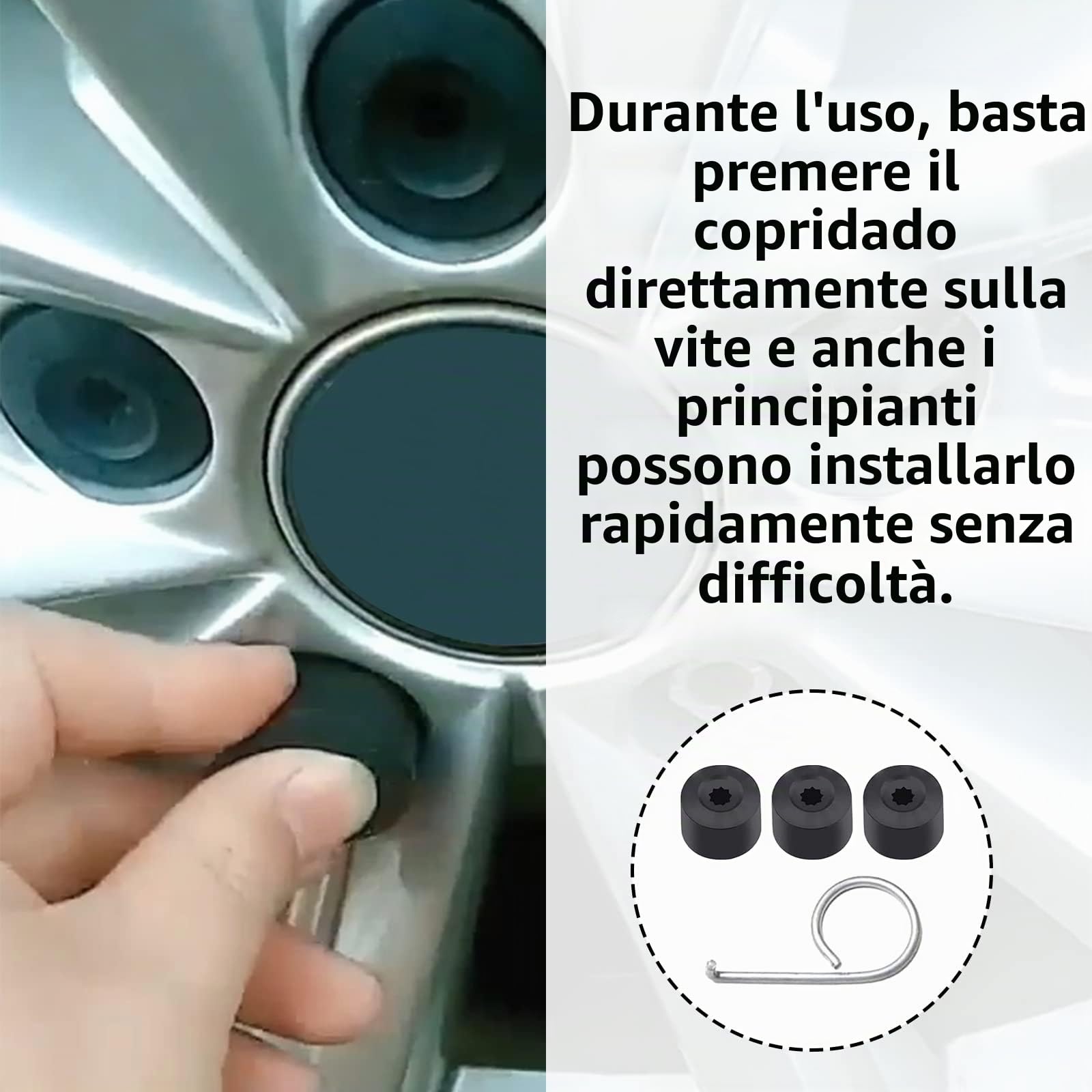 ZoeTekway 23 Copri Bulloni Ruota Antifurto Compatibile con VW Audi Nero