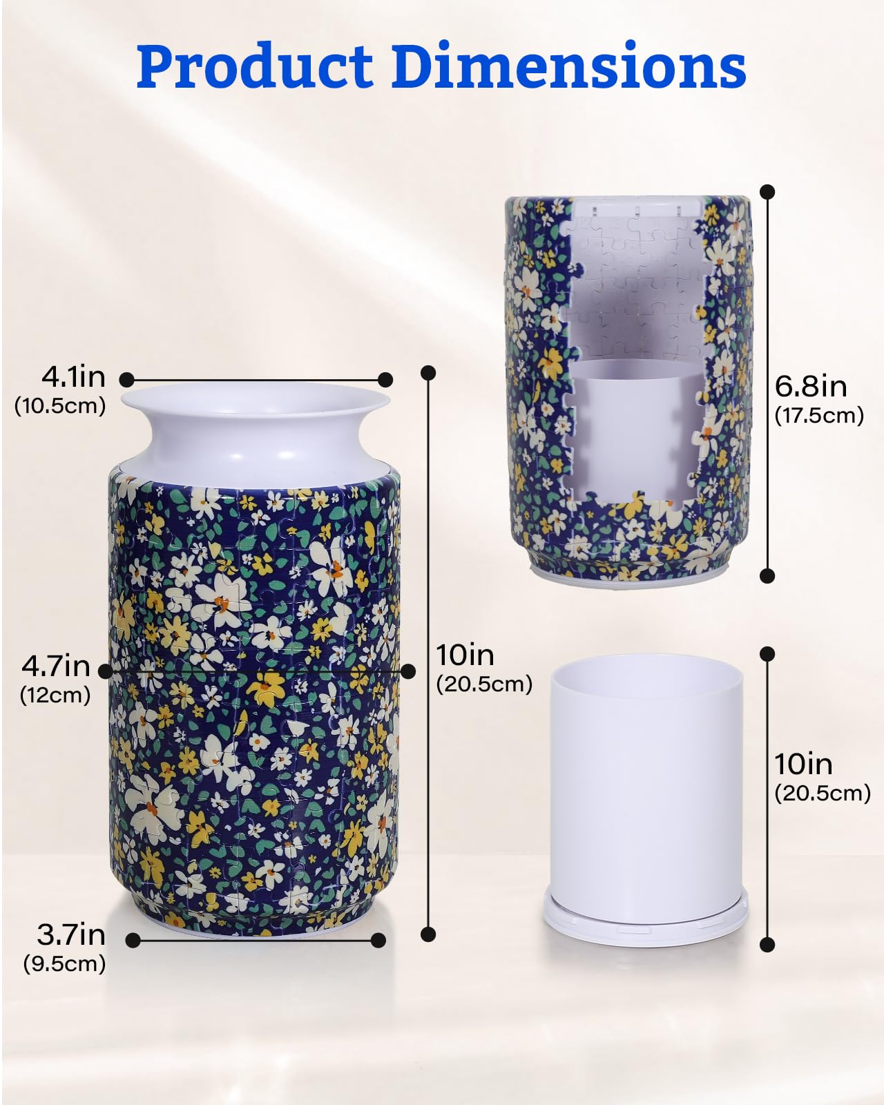 Jarrón de rompecabezas 3D, rompecabezas 3D de 162 piezas para adultos con flores, artes y manualidades únicas para adultos, regalos únicos de advertencia para el hogar para mujeres, jarrón de 7