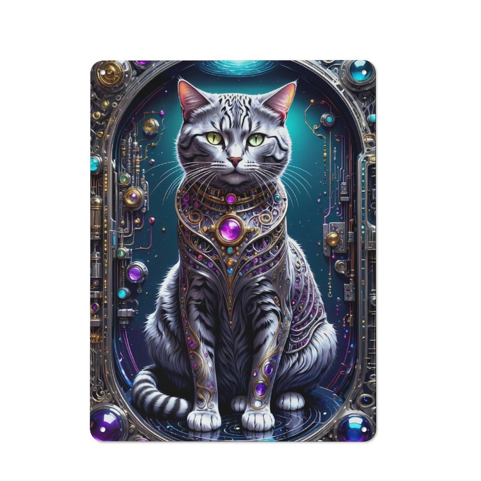 Junmoney Galactic Cat Chronicles Retro Metal Wall Sign 40X30cm With For Pub Or Café, A Housewarming Gift For Hospitality Wall Decor Collectors