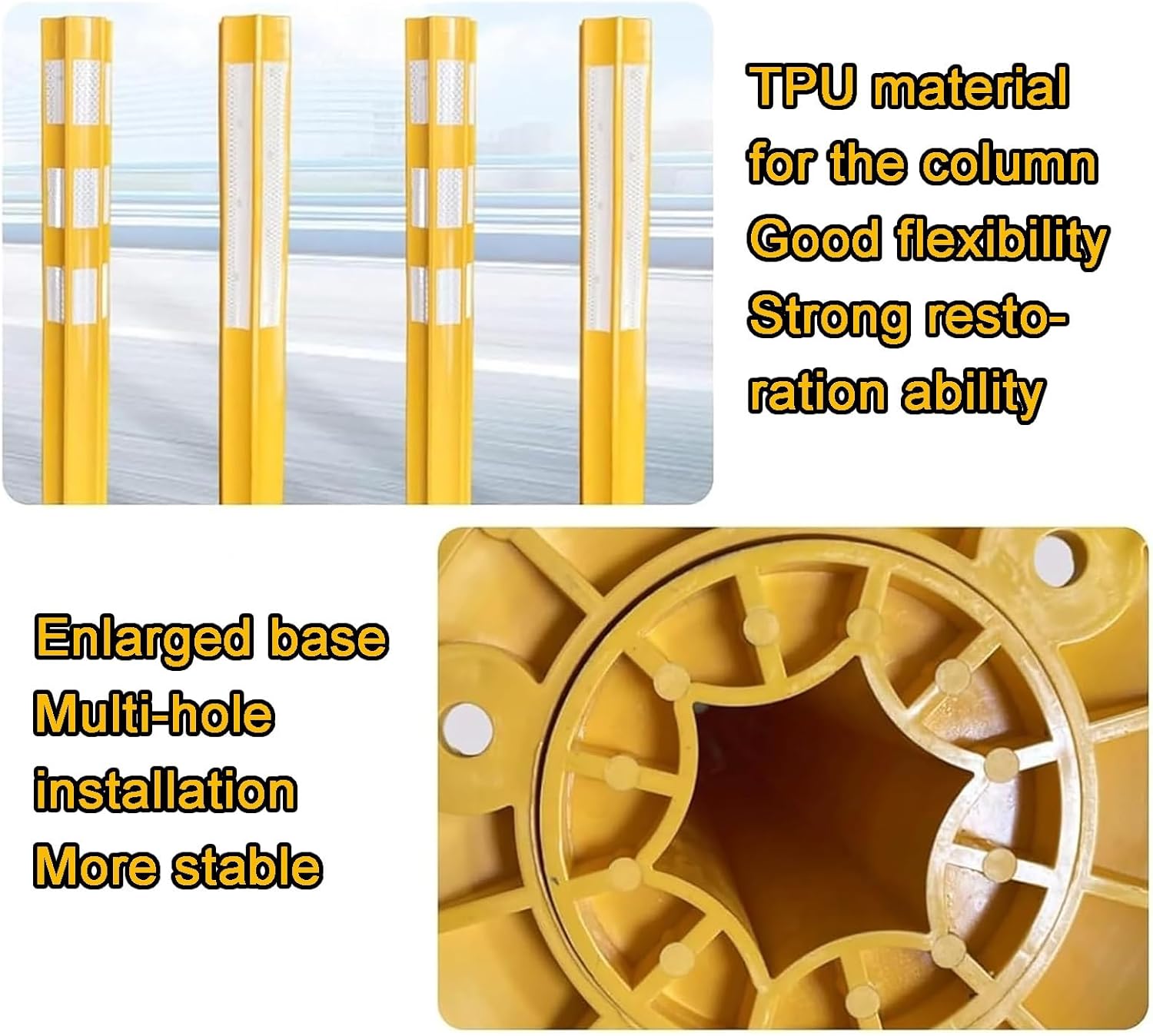 Traffic Warning Bollards 31.5" - Yellow Safety Cone for Road Construction, Parking Lot Safety, Traffic Control - Durable and Visible (1 Piece)