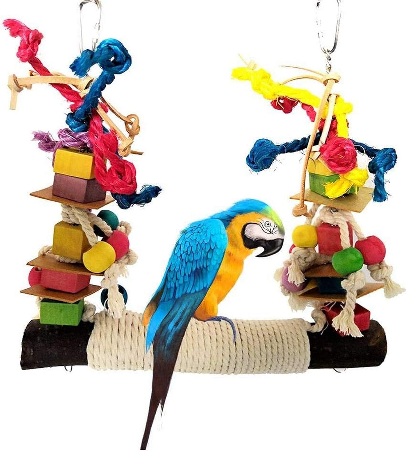 Columpio Grande para Loros, Columpio para pájaros, Juguete para Loros, Red de Cuerda de cáñamo para periquitos, cacatúas, periquitos, Loros guacamayos, pinzón de agapornis