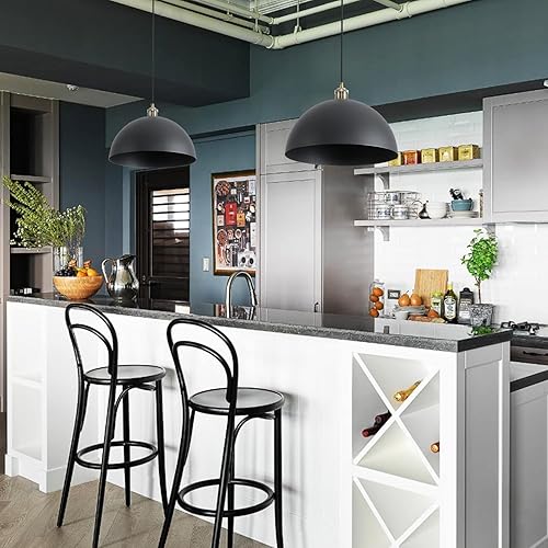 Miniatura 2 de YHANFENGCY Lámpara colgante vintage negra de 13.7 pulgadas, lámpara colgante de cúpula de estilo retro de casa de campo, moderna lámpara industrial
