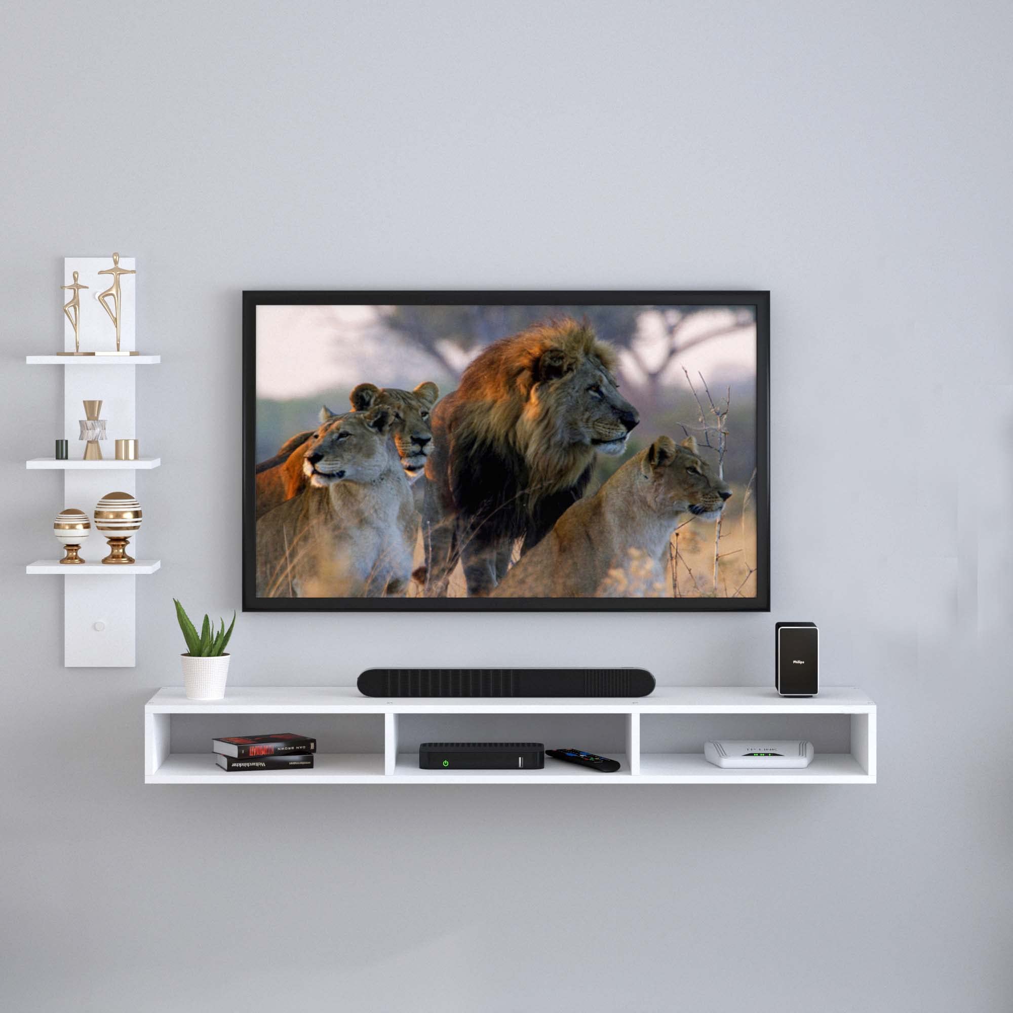 Redwud Oscar Wooden TV Entertainment Unit/Set Top Box Stand/TV Cabinet for Wall/Living Room (White)-image-19