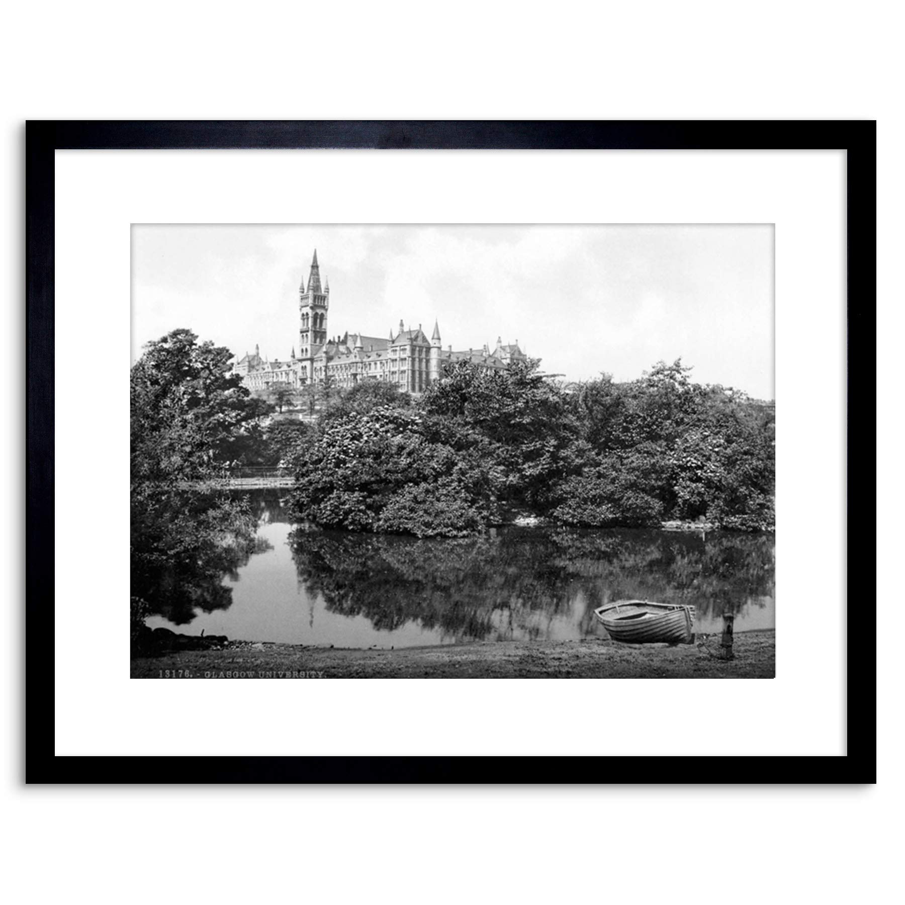 Wee Blue Coo Vintage Photo Landmark University Glasgow 1895 Scotland Framed Wall Art Print