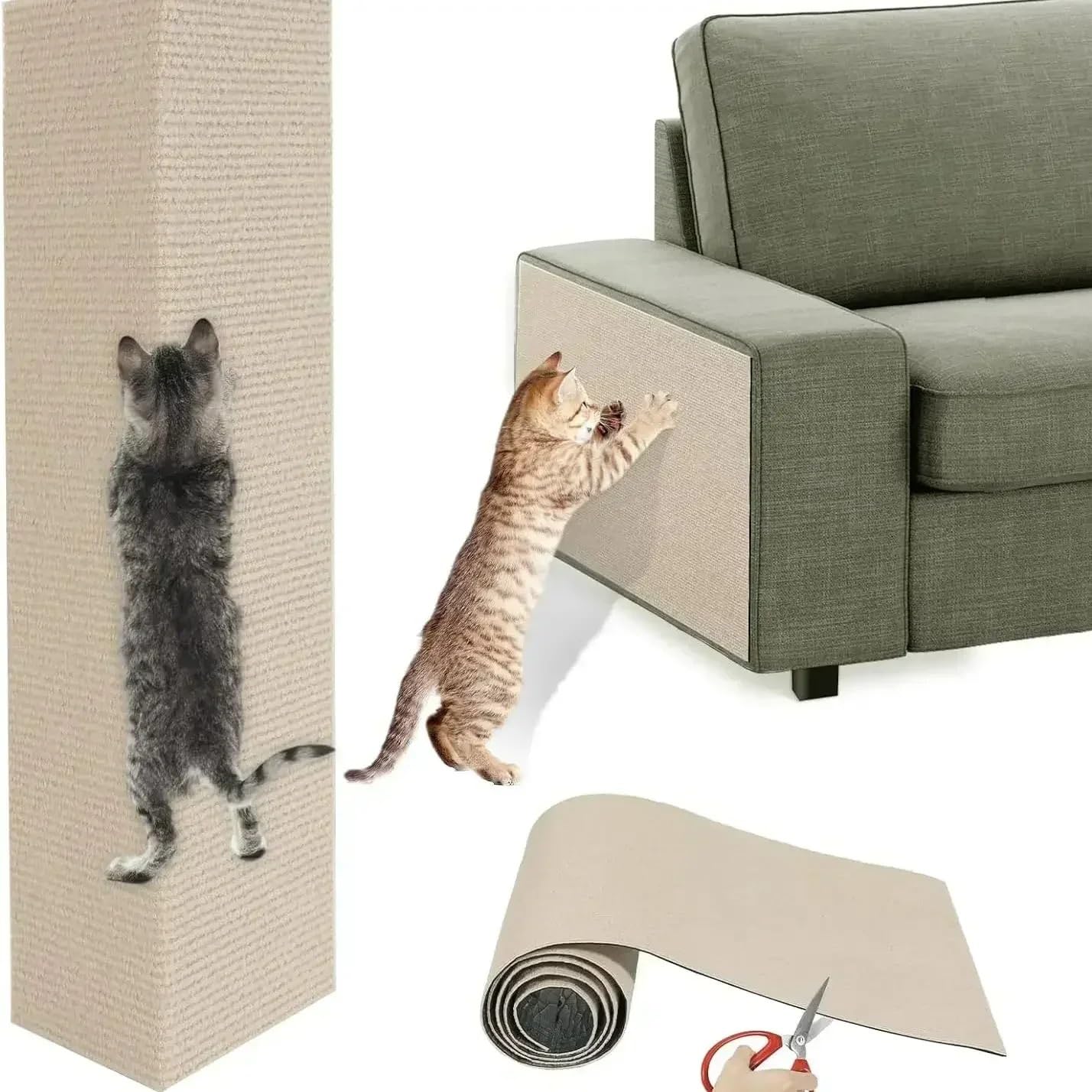 Protezione Divano Graffi Gatto Protezione for divano autoadesiva da parete antigraffio for gatti for fai-da-te Zampe Affila bordo for tappeto rifilabile(White,50x300CM)