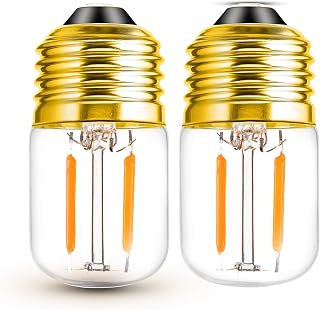 1W Clear Glass E26 LED Low Wattage Vintage Bulb, 2700K Warm White, 2 Pack | 10w Equivalent, 80 Lumen, Non-Dimmable, Suitable for Bathroom Bedside Wall Lights Porch Lights Courtyard Light Strings