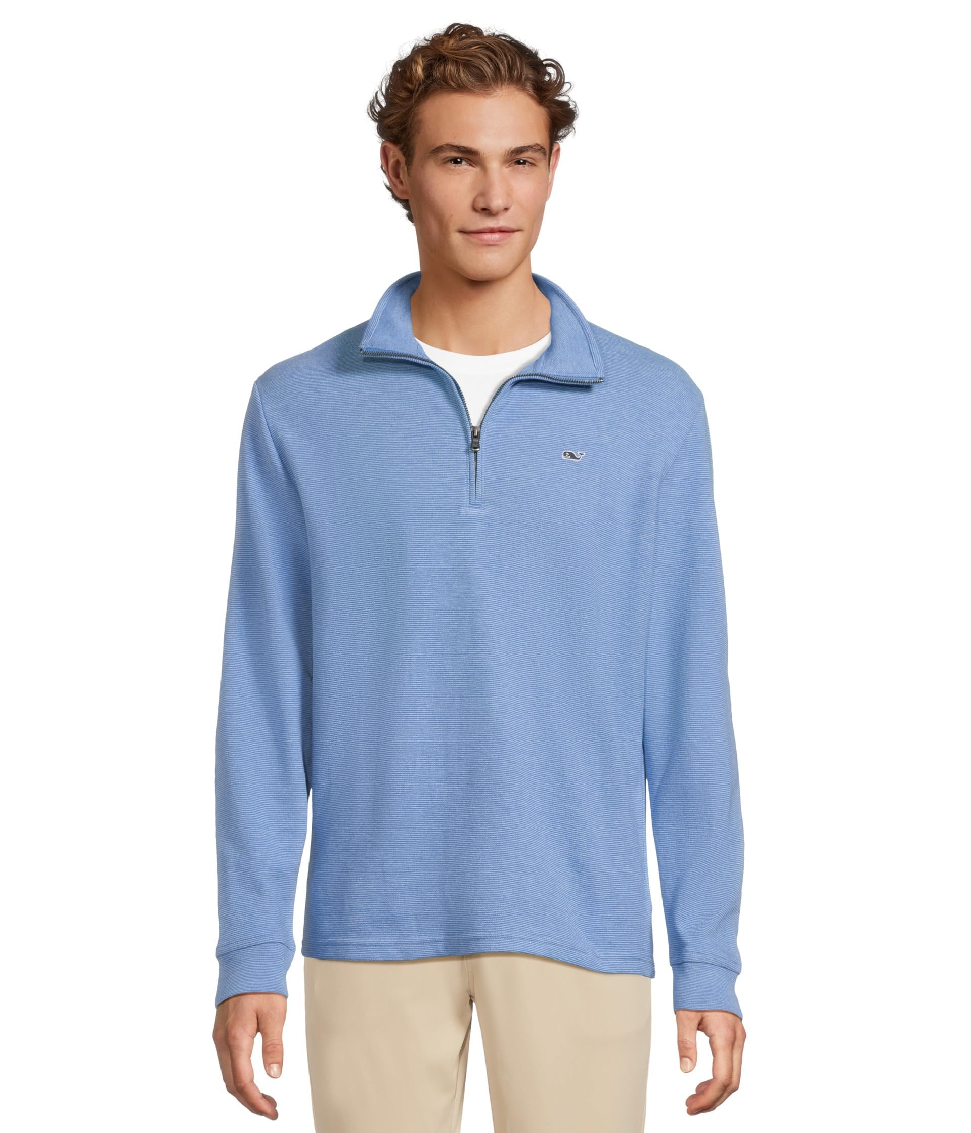 Vineyard Vines Men's Boys' Saltwater Quarter-Zip Pullover Sweater, Hull Blue, Large