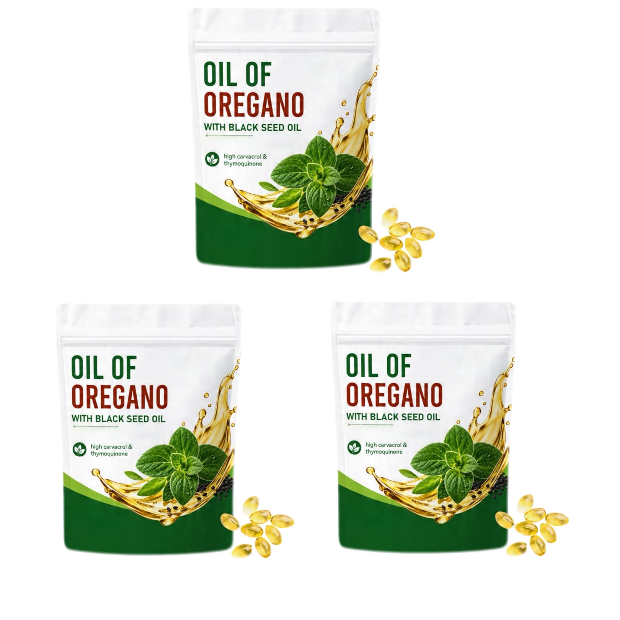 Organiczny olejek z oregano z olejem z czarnuszki na trawienie | Bez alkoholu | Bez GMO | Tłoczony na zimno dla dorosłych,3Pcs