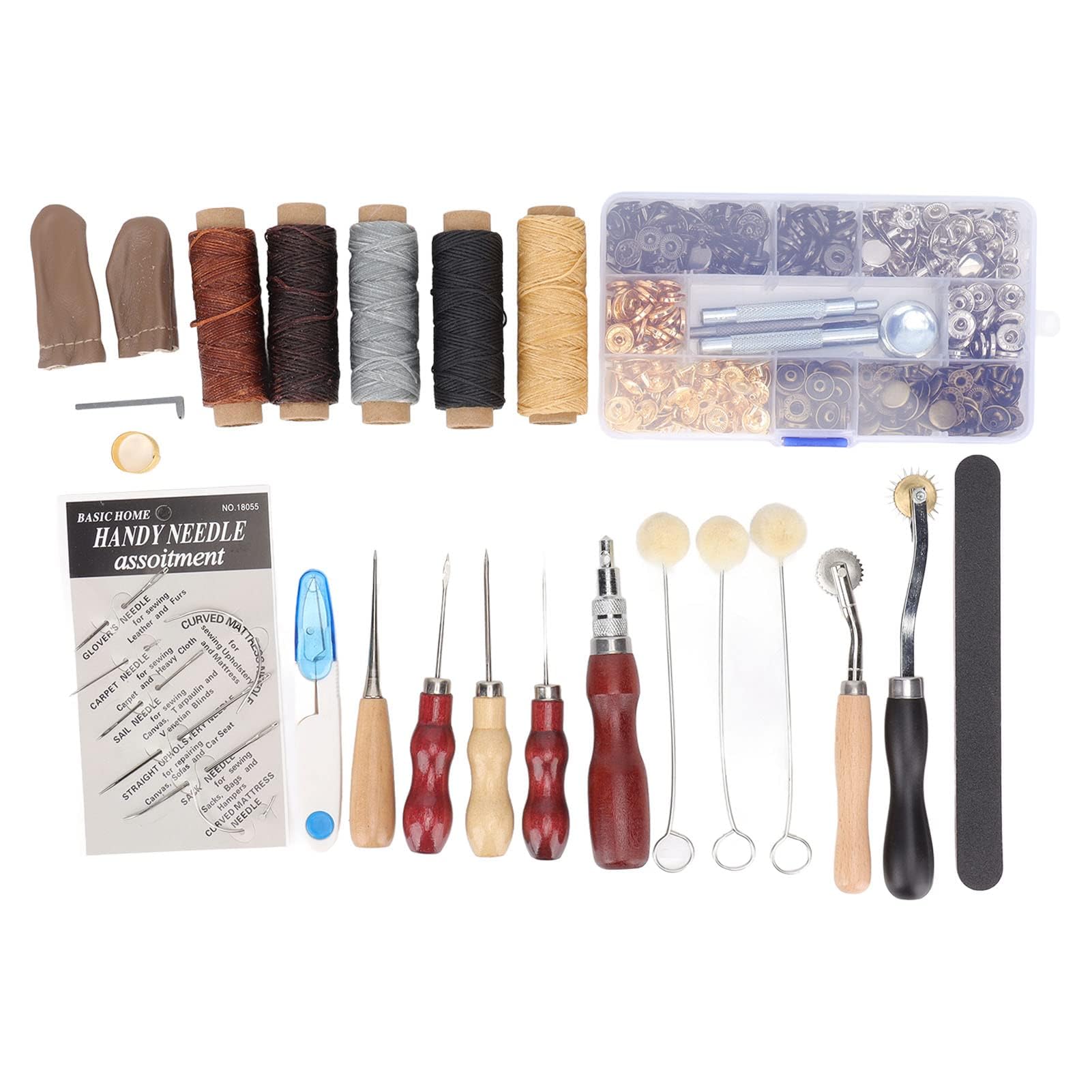 Herramientas para Trabajar Cuero, Kit de Herramientas para Cuero de Acero con Alto Contenido de Carbono, 16 Modelos, 28 Piezas, Kit Profesional para Manualidades en Cuero, para Punzonar