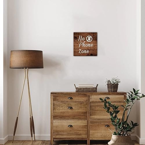 Miniatura 7 de Letrero vintage de madera sin zona de teléfono, letrero de madera rústica para manualidades, letrero de madera envejecida, letrero familiar para