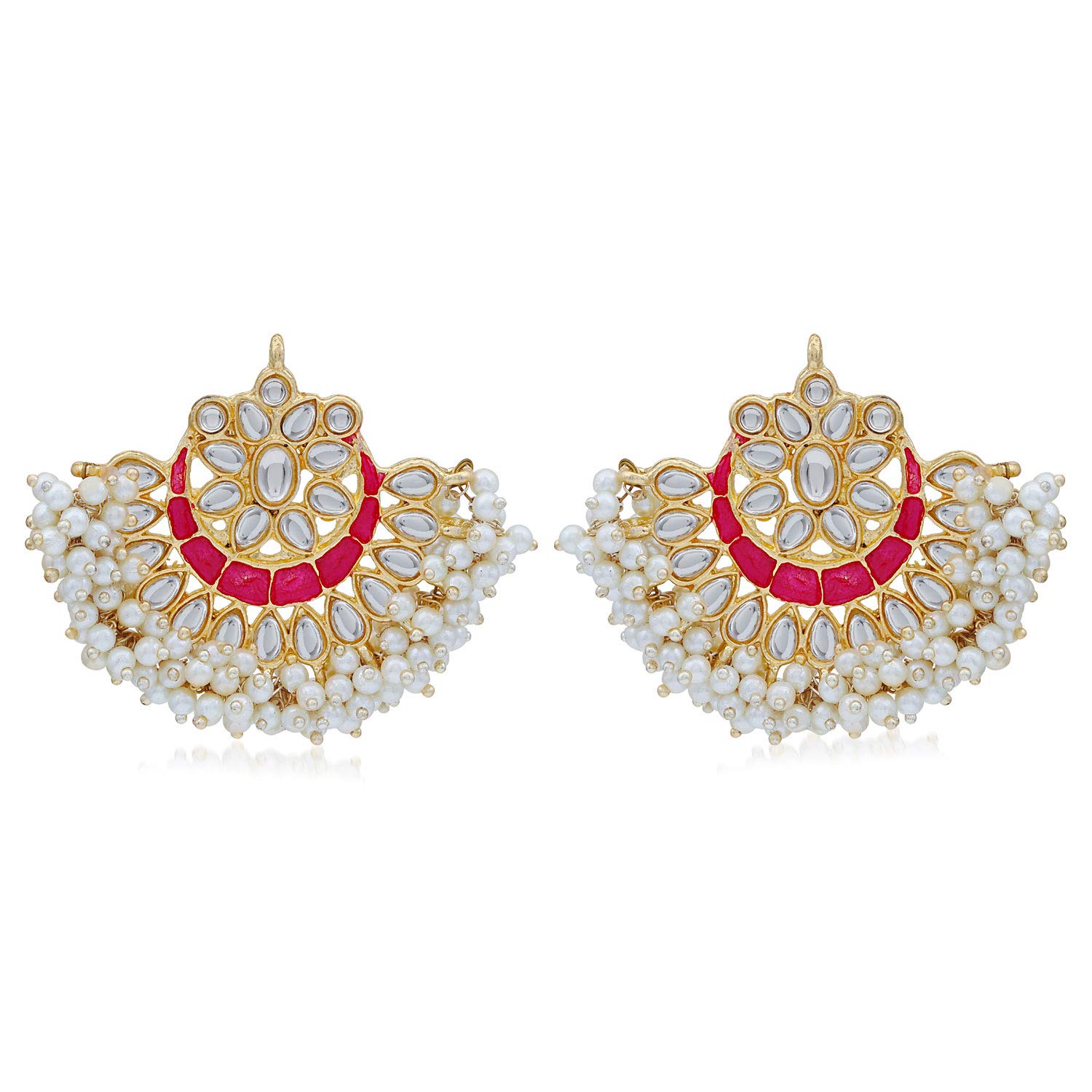 Sukkhi Splendid Pearl Gold Plated Kundan Meenakari Chandbali Earring for Women (SKR56872) (B08G2B9GF1) Amazon Price History, Amazon Price Tracker