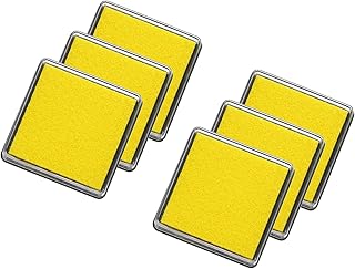 sourcing map 6 almohadillas de tinta de dedo para sellos de goma, sellos de tinta pigmentada lavables de 13 pulgadas para huellas de manos, papel, madera, tela, álbumes de recortes, color amarillo